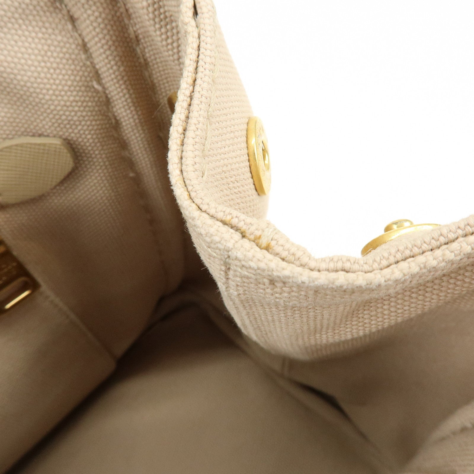 PRADA Logo Canapa Mini Canvas 2Way Bag Hand Bag Beige 1BG439