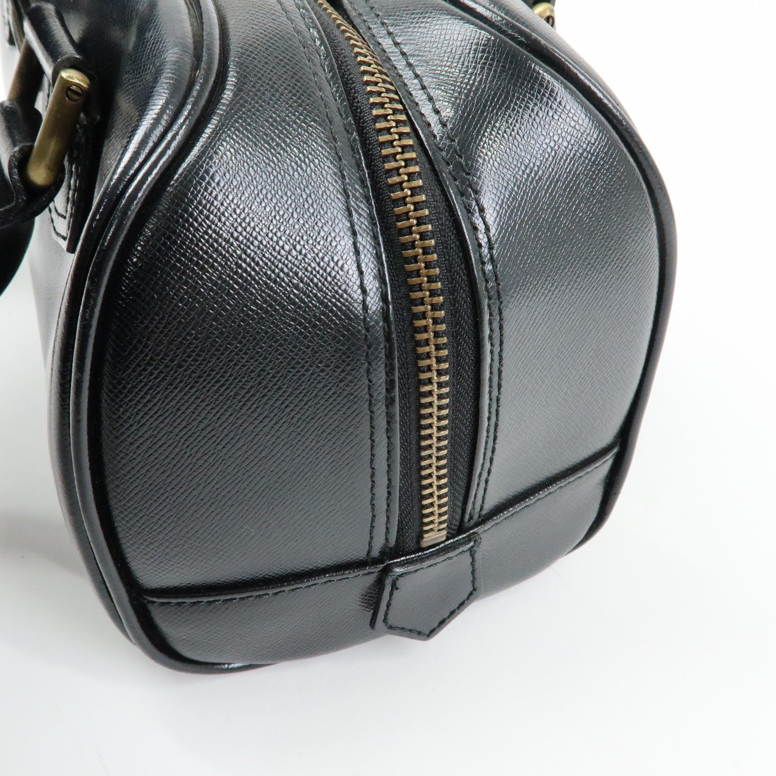 BURBERRY Leather Mini Boston Bag Hand Bag Tote Bag Black