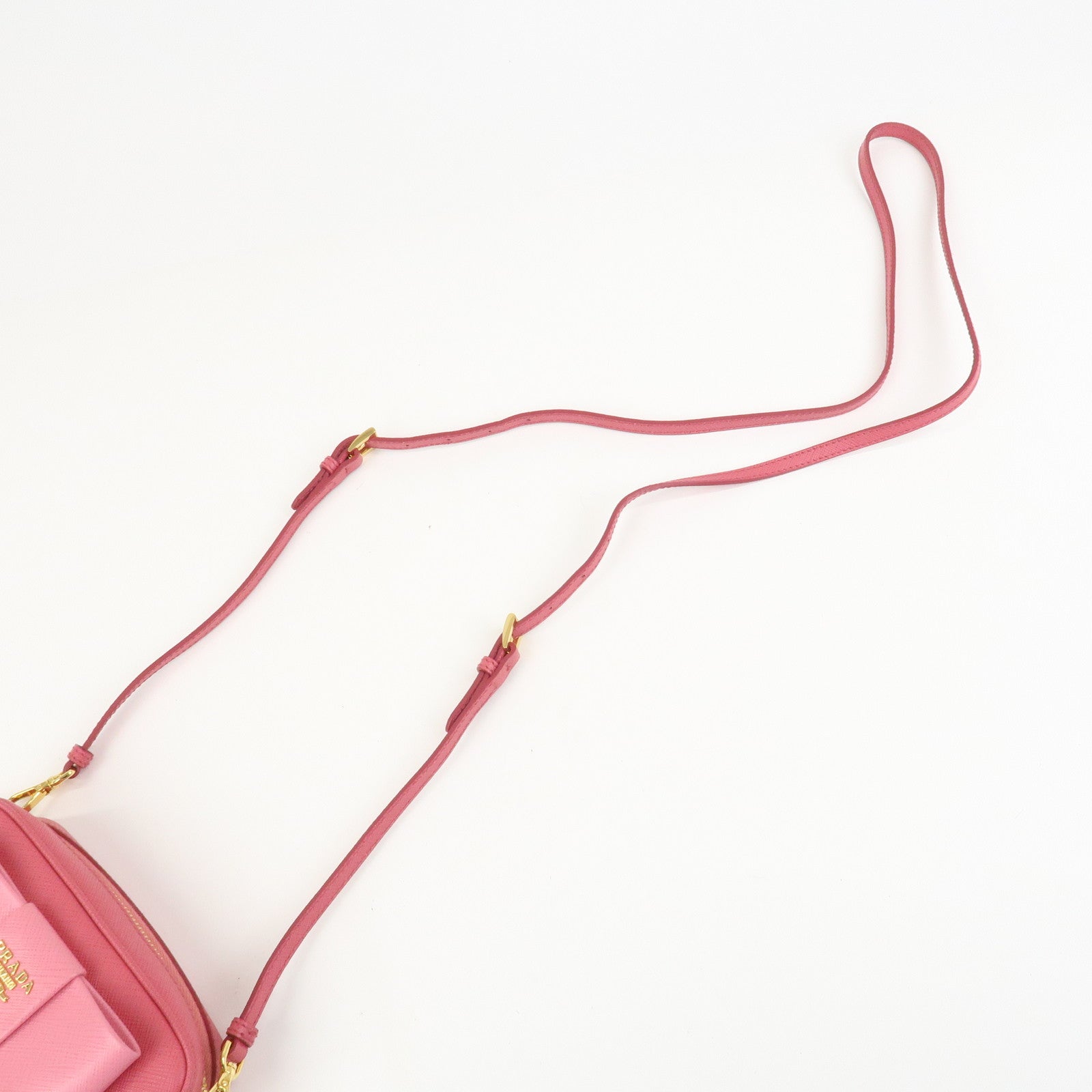 PRADA Saffiano Leather Ribbon Mini Camera Shoulder Bag Pink 1N1674
