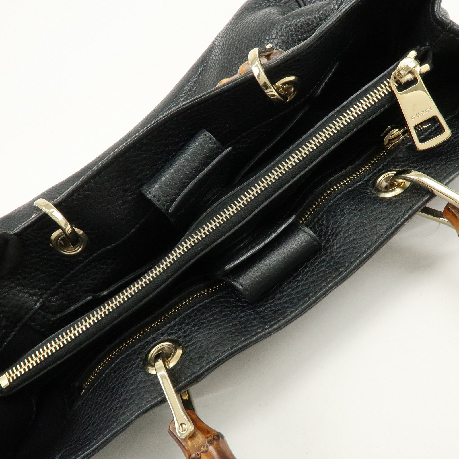 GUCCI Bamboo Leather Shopper Medium 2Way Bag Shoulder Bag 323660