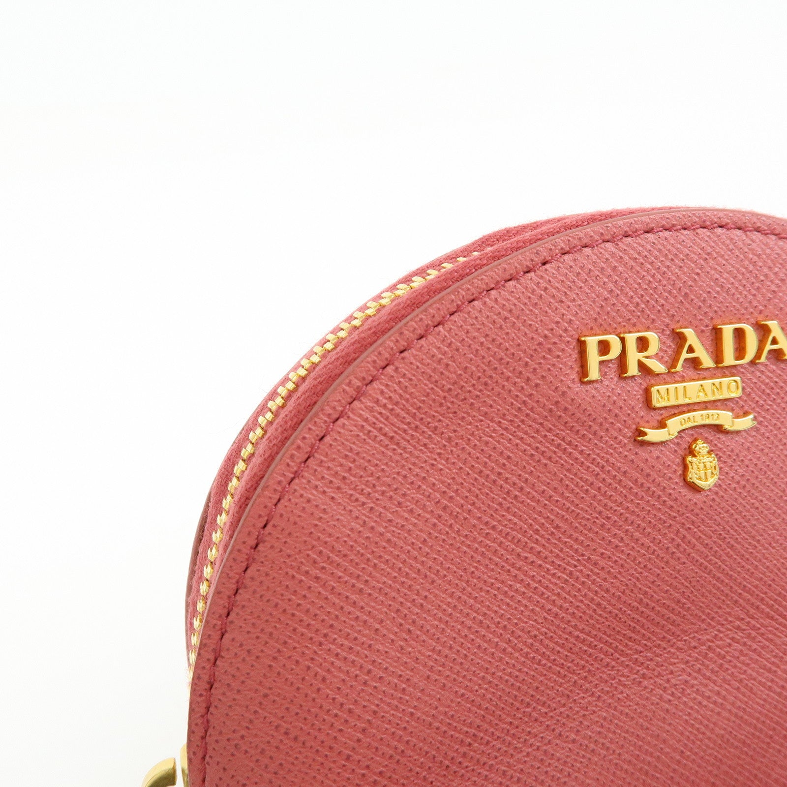 PRADA Saffiano Leather Bag Charm Accessory Pouch Pink 1M1218