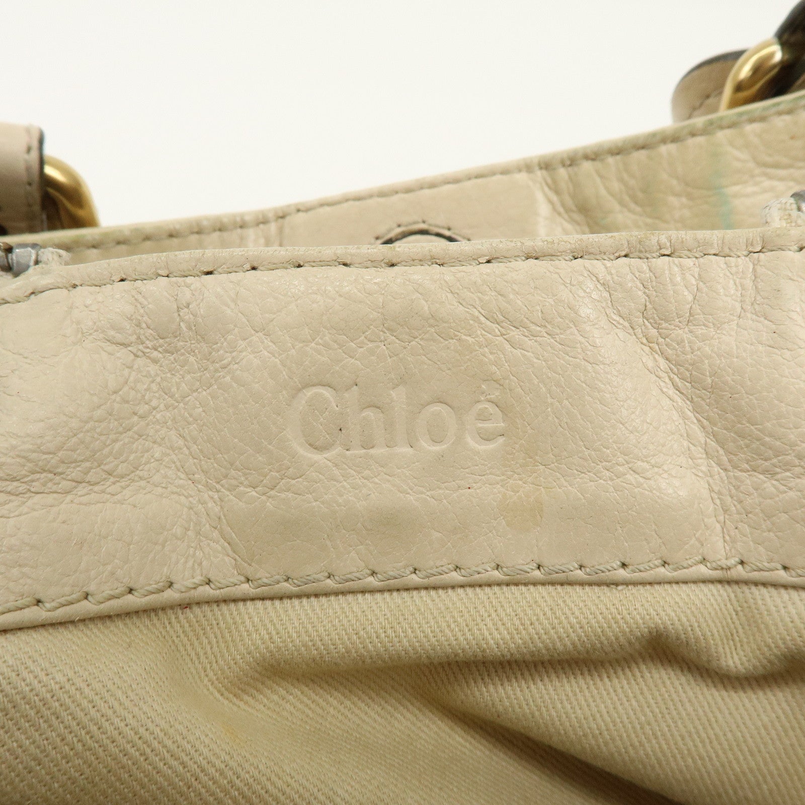 Chloe Paddington Leather Tote Bag Hand Bag White