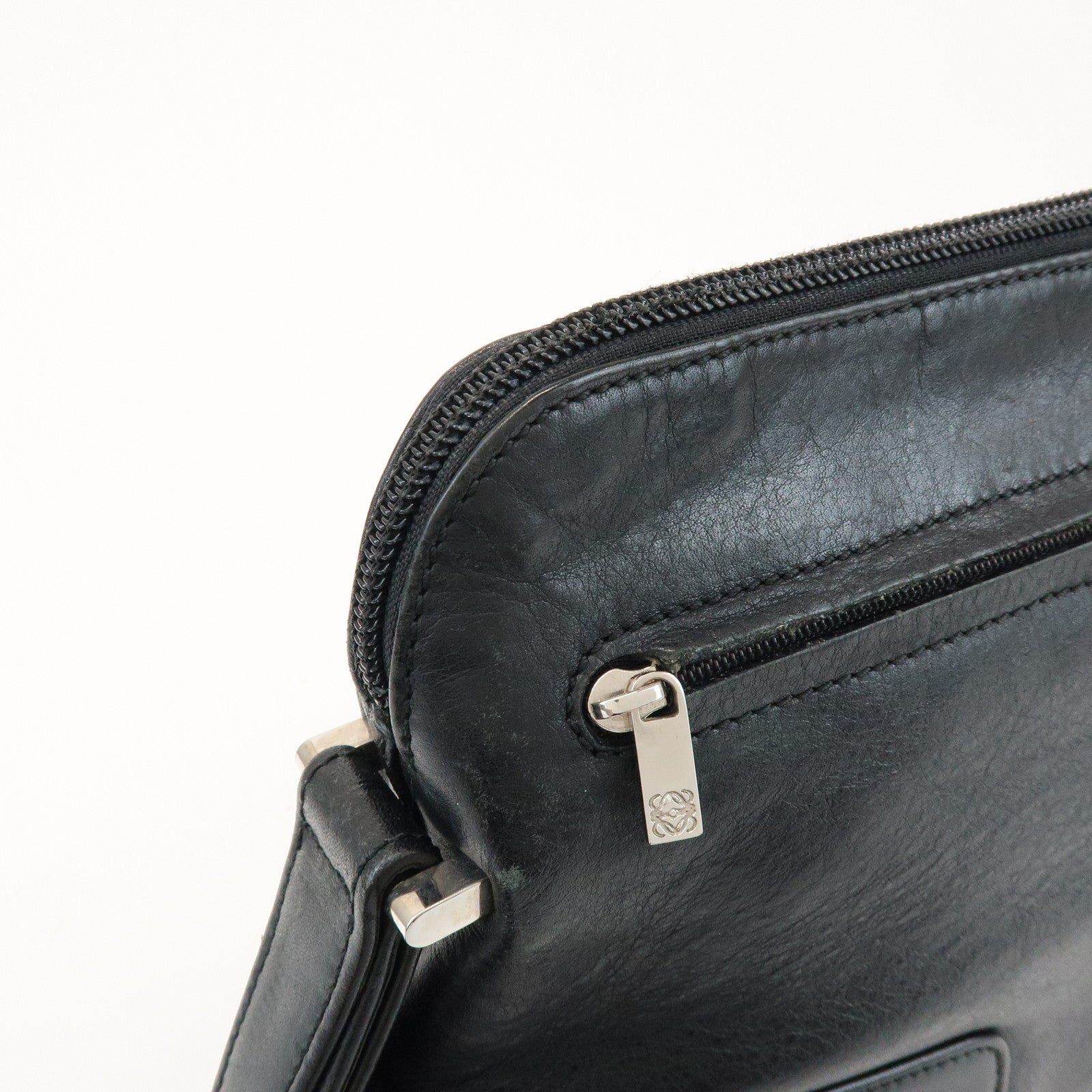 LOEWE Anagram Logo Leather Clutch Bag Black