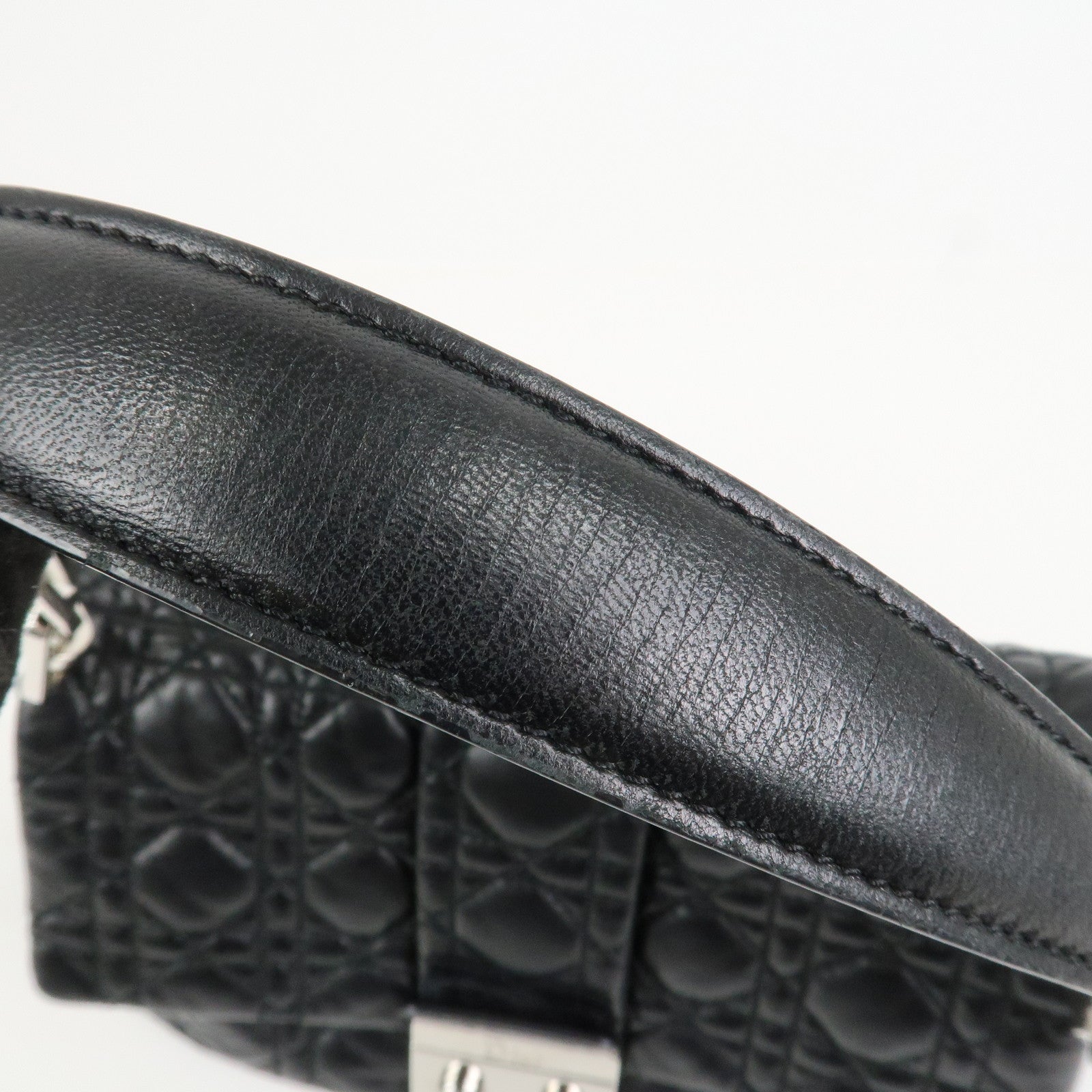 Christian Dior Cannage New Lock Leather Chain Shoulder Bag Black