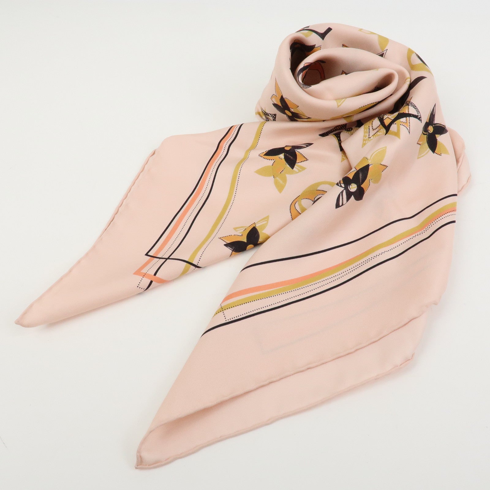 Louis Vuitton Monogram Silk 100% Scarf Pink Ｍ79267