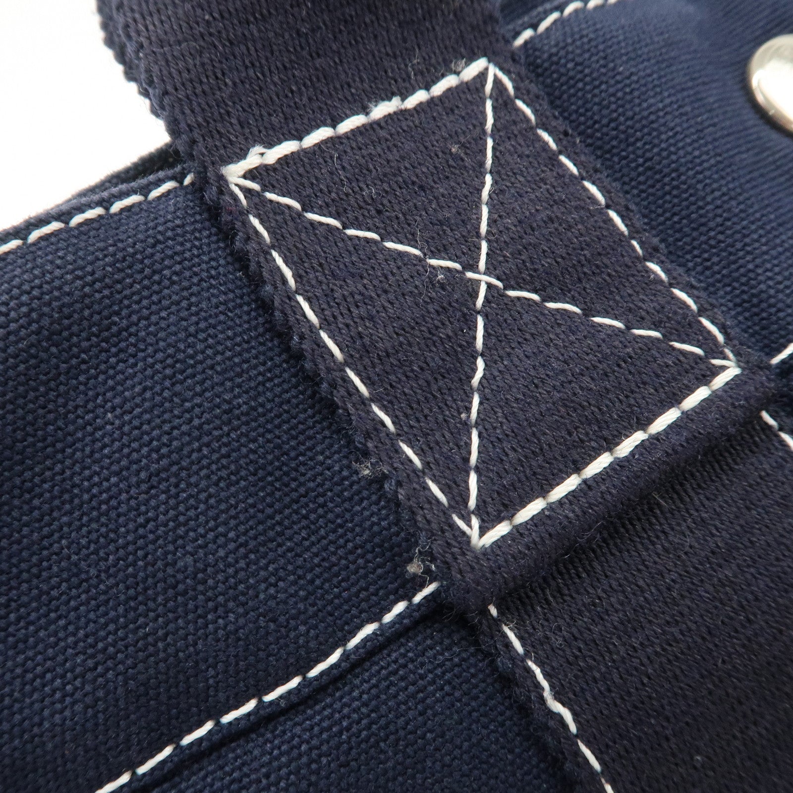 HERMES Deauville PM Cotton Tote Bag Hand Bag Navy