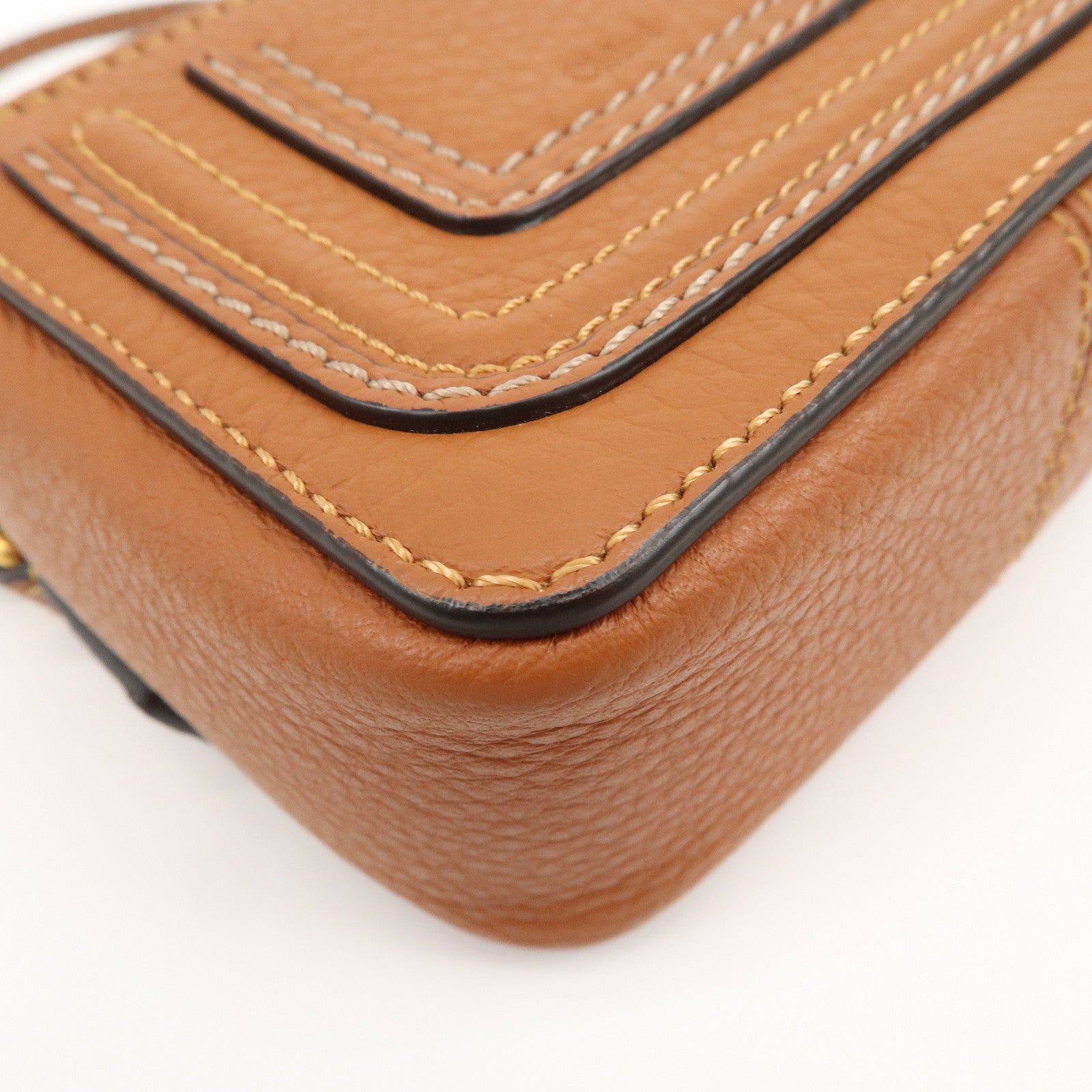 Chloe Marcie Logo Leather Shoulder bag Crossbody Bag Brown