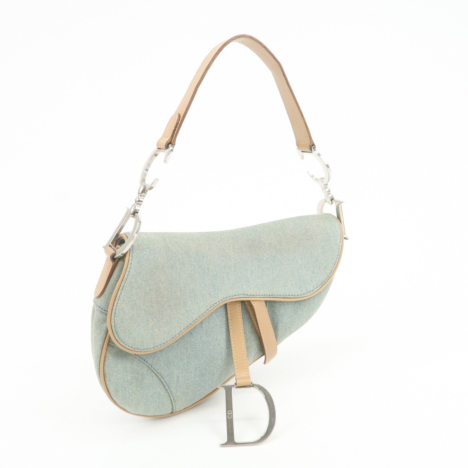 Christian Dior Saddle Denim Leather Shoulder Bag Crossbody Bag