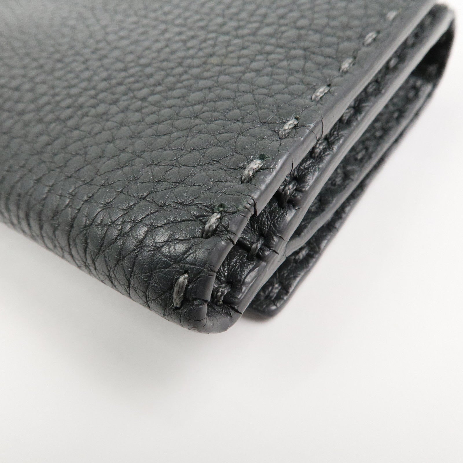 FENDI Seleria Leather Peekaboo Long Wallet Gray 8M0308
