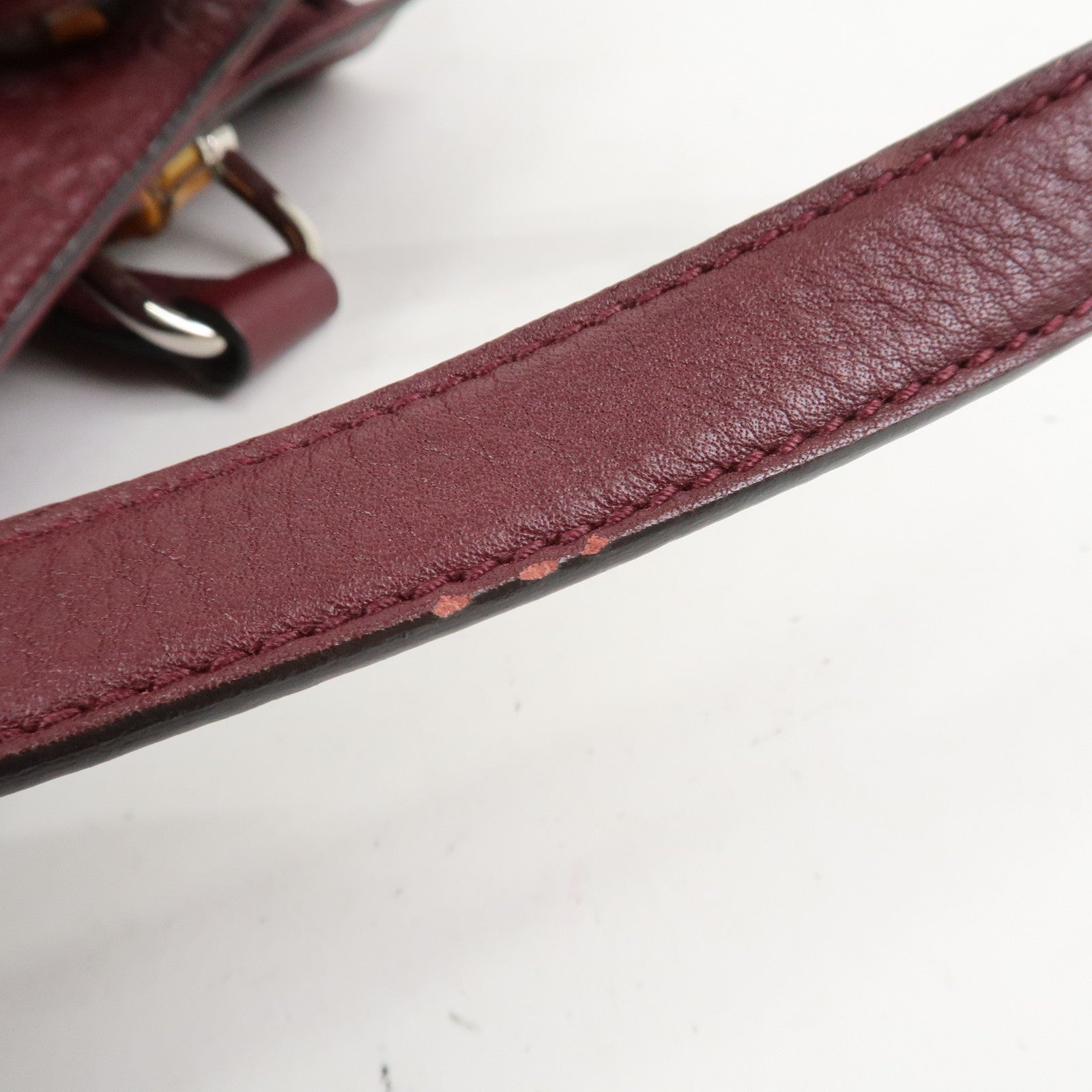 GUCCI Bamboo Guccissima Leather 2Way Bag Hand Bag Wine Red 355772