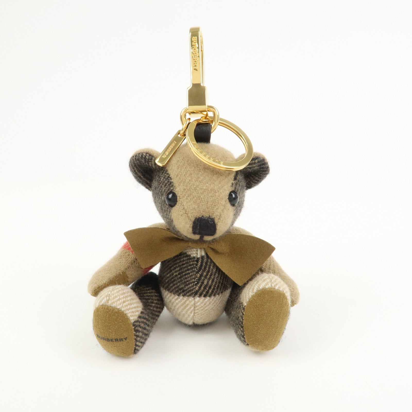 BURBERRY Nova Plaid Thomas Teddy Bear Cashmere Bag Charm Key Holder