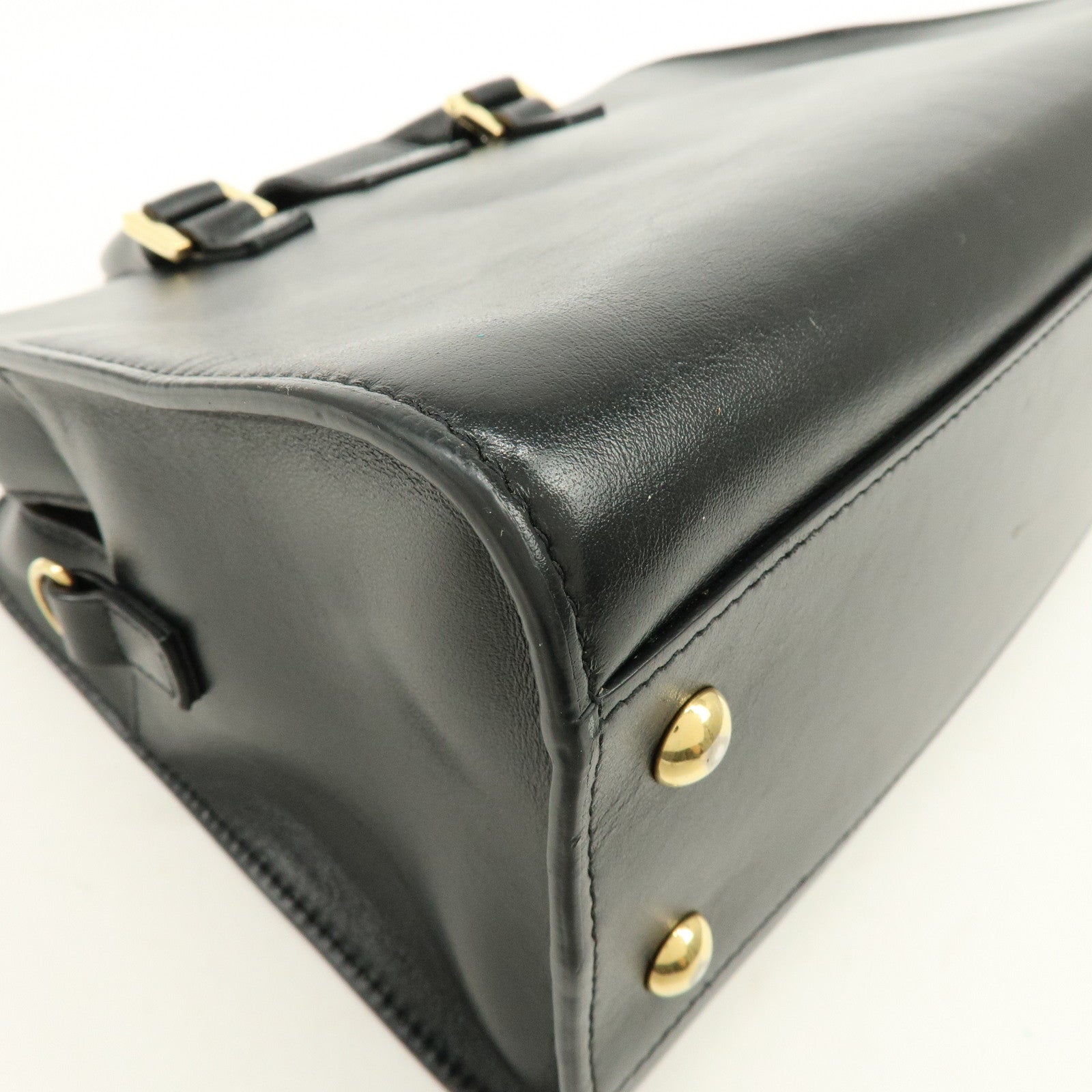 SAINT LAURENT PARIS Baby Cabas Cassandra Leather Hand Bag Black