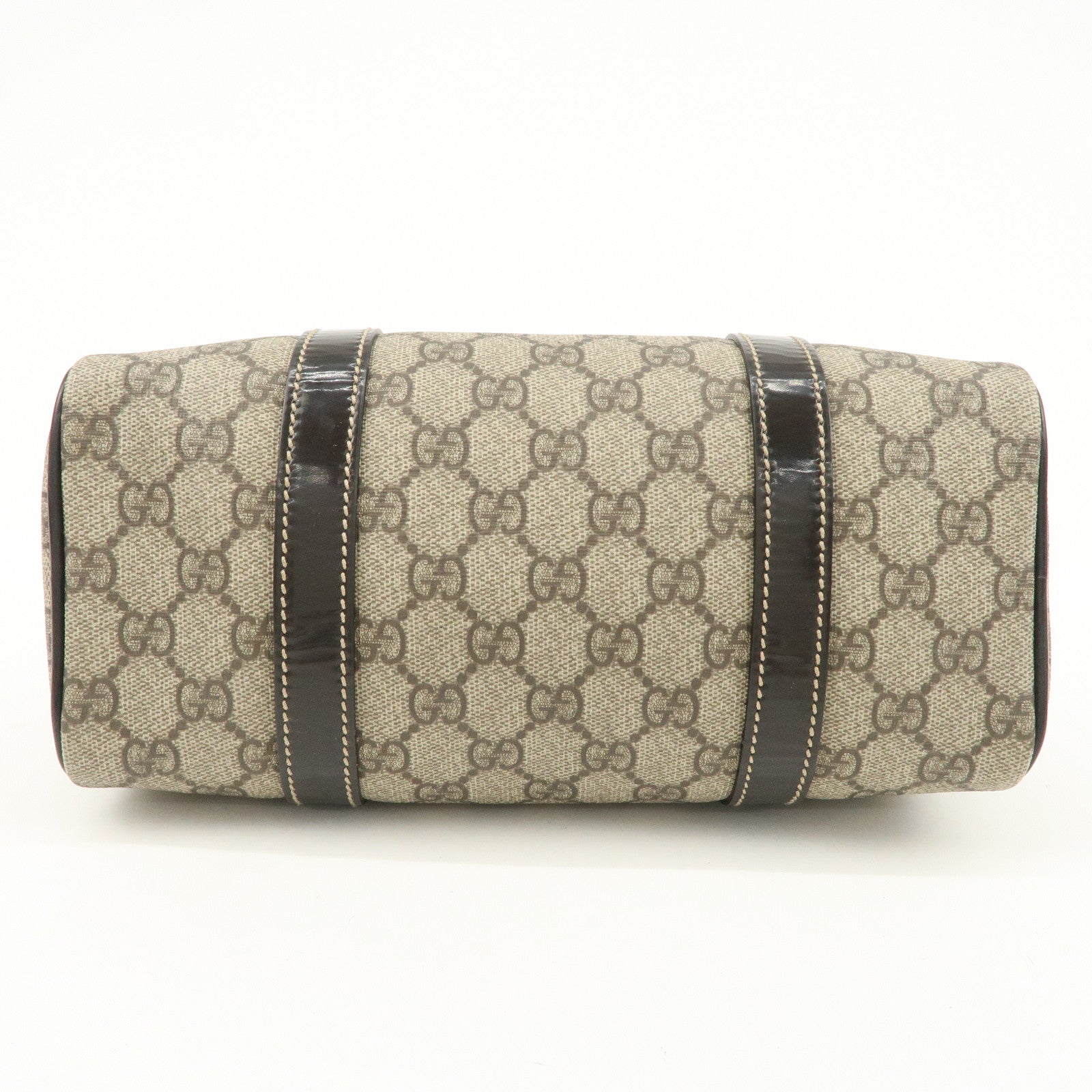 GUCCI GG Spream Patent Leather Mini Boston Bag Beige 193604