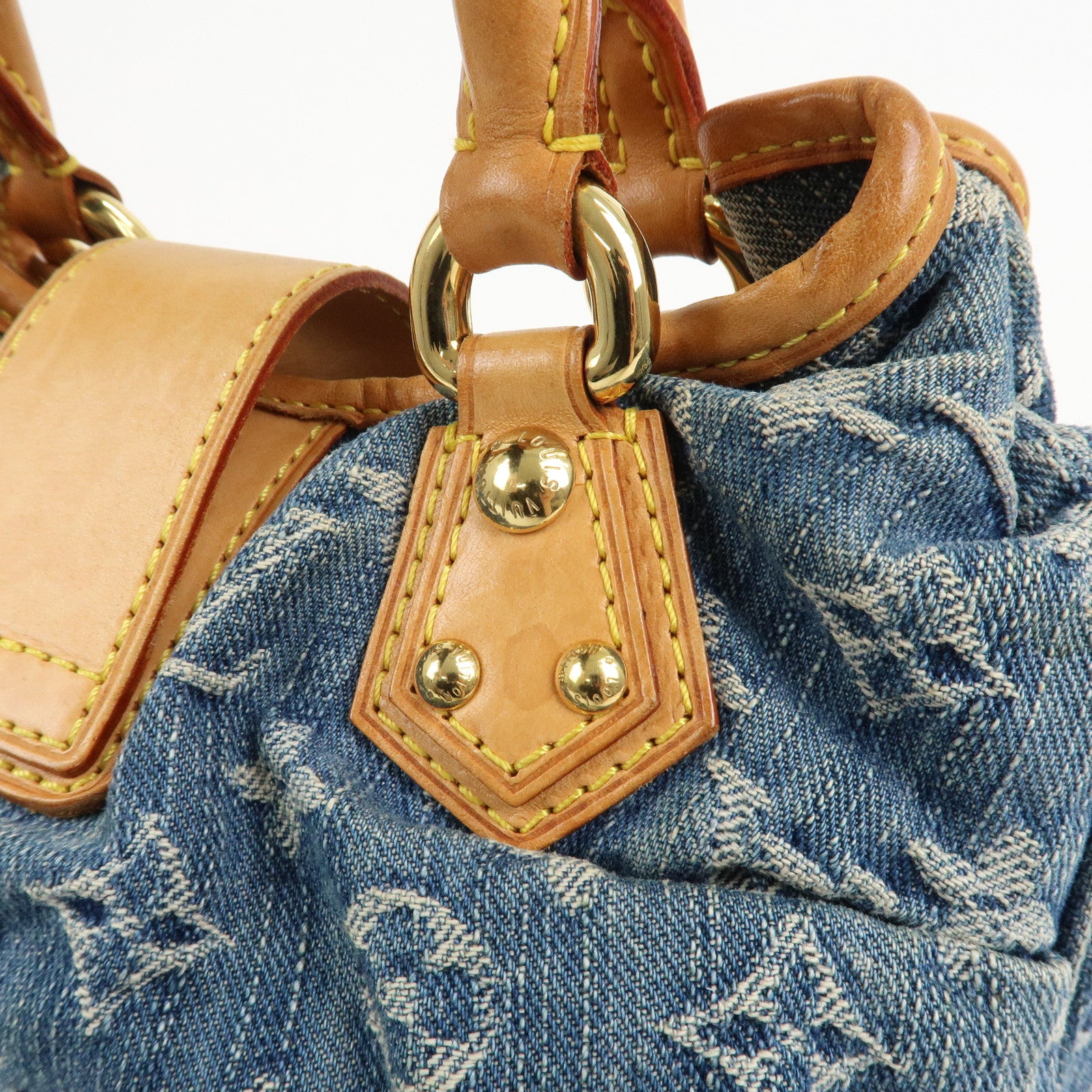 Louis Vuitton Monogram Denim Pleaty Hand Bag Blue M95020