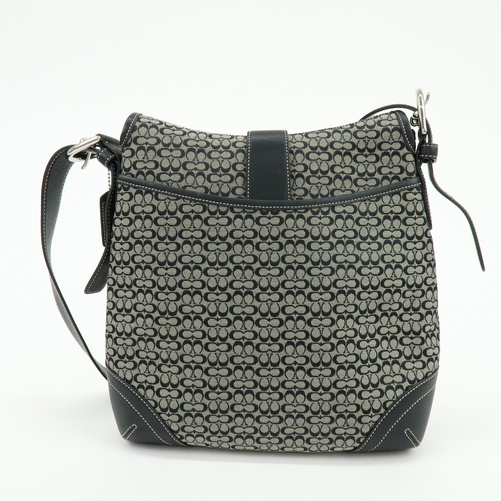 COACH Signature Canvas Leather Shoulder Bag Crossbody Bag Black