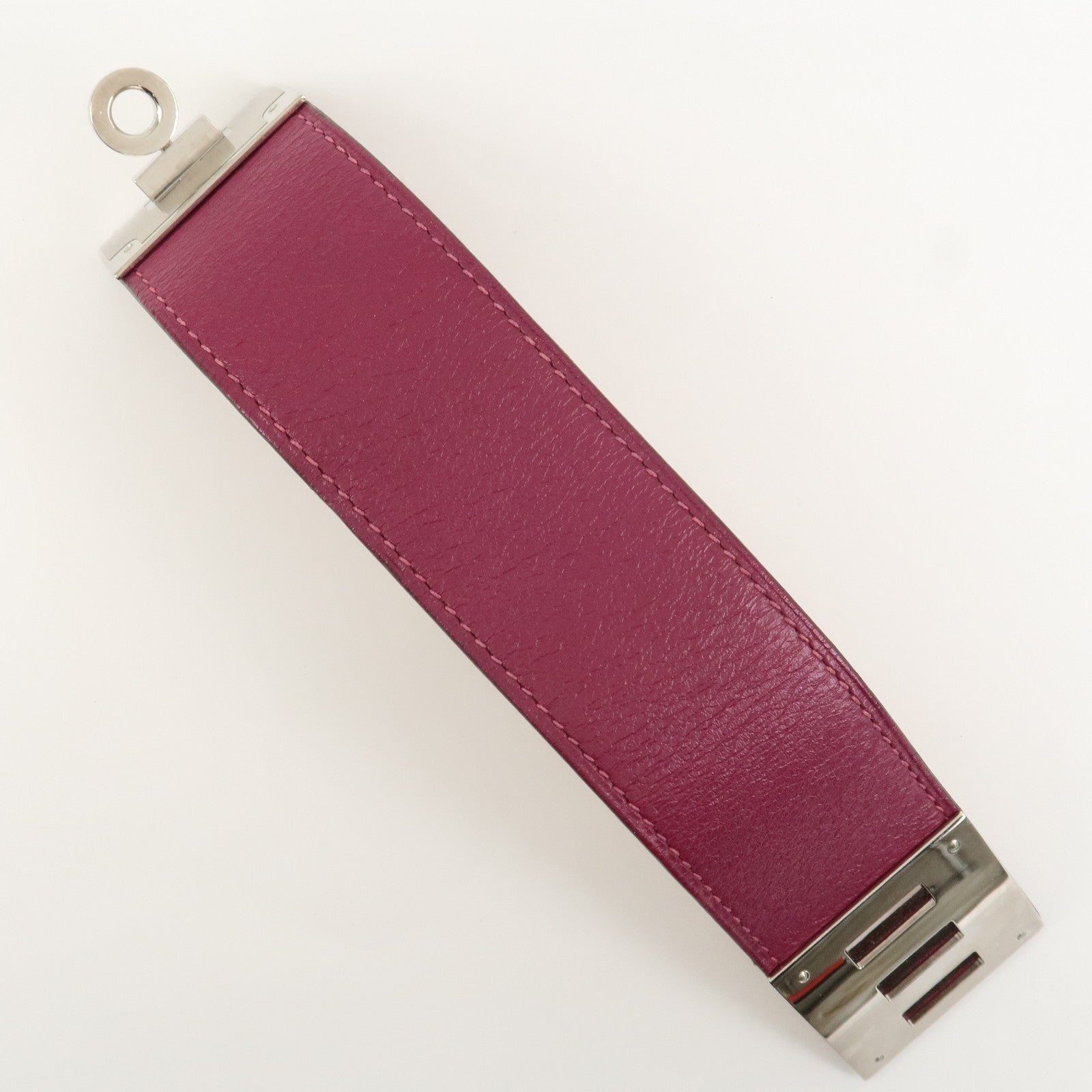 HERMES Kelly Dog Extreme Leather Metal Bracelet □O Stamped Purple