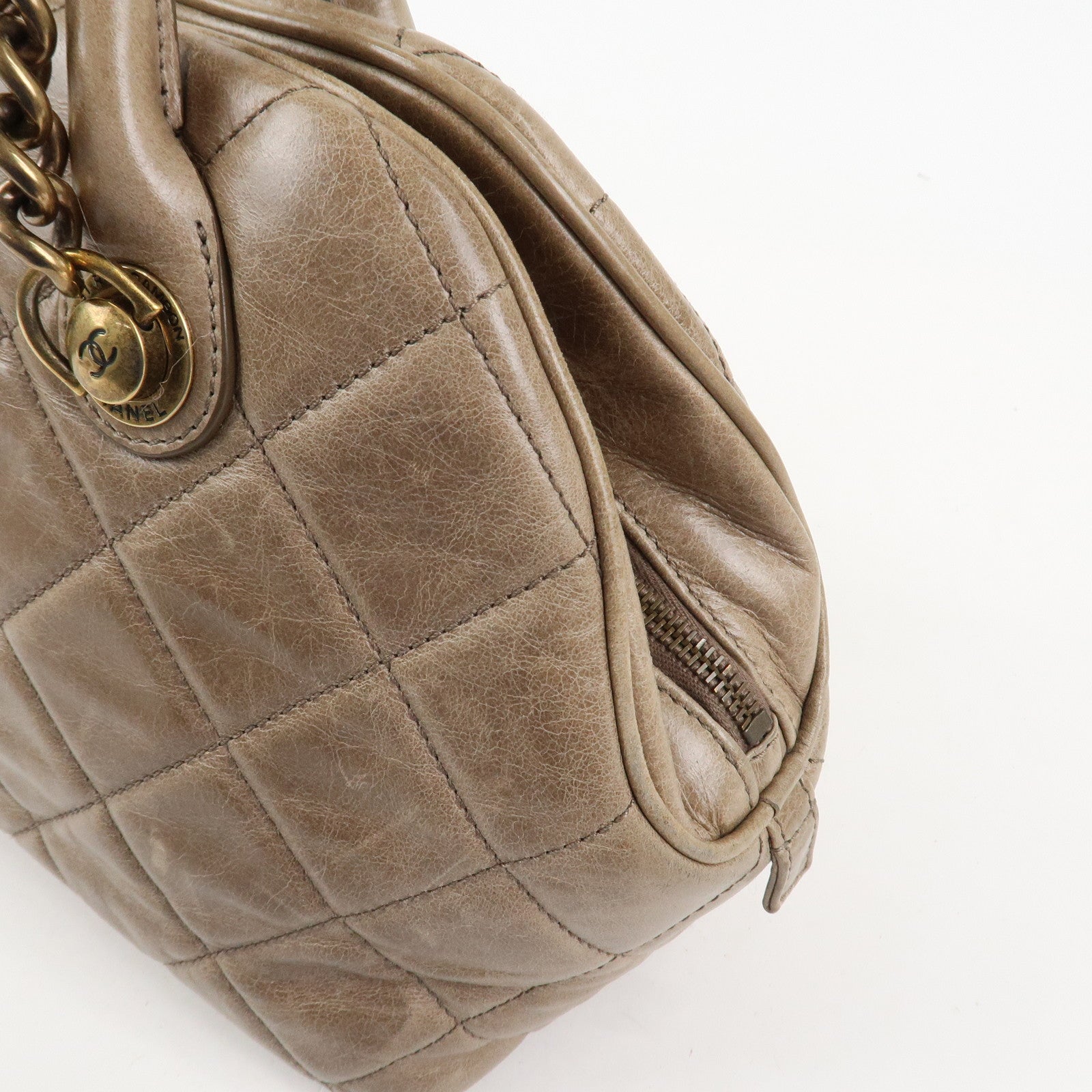 CHANEL Matelasse Leather 2Way Hand Bag Tote Bag Shoulder Bag Brown