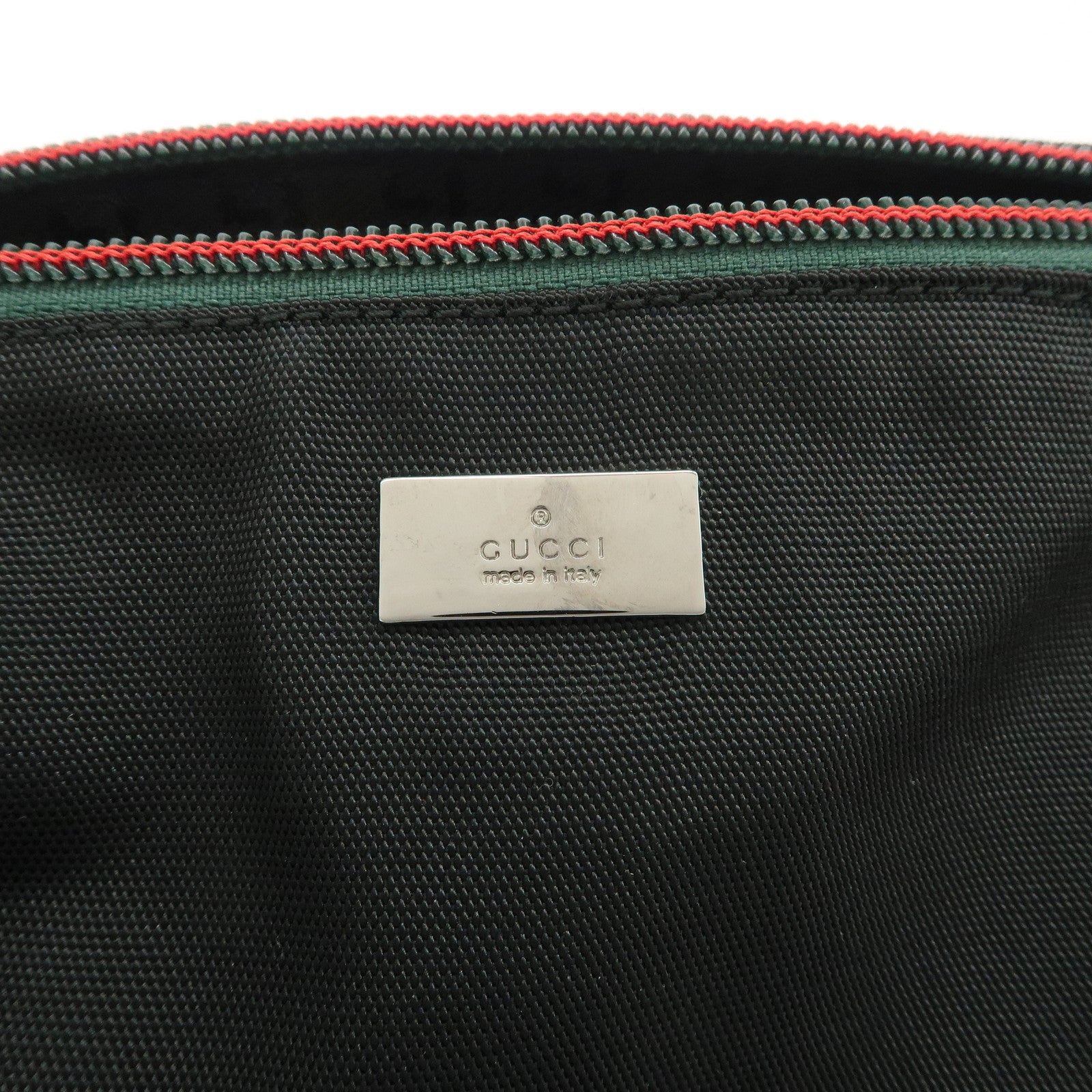 GUCCI Sherry Nylon Leather Body Bag Waist Bag Black 122350