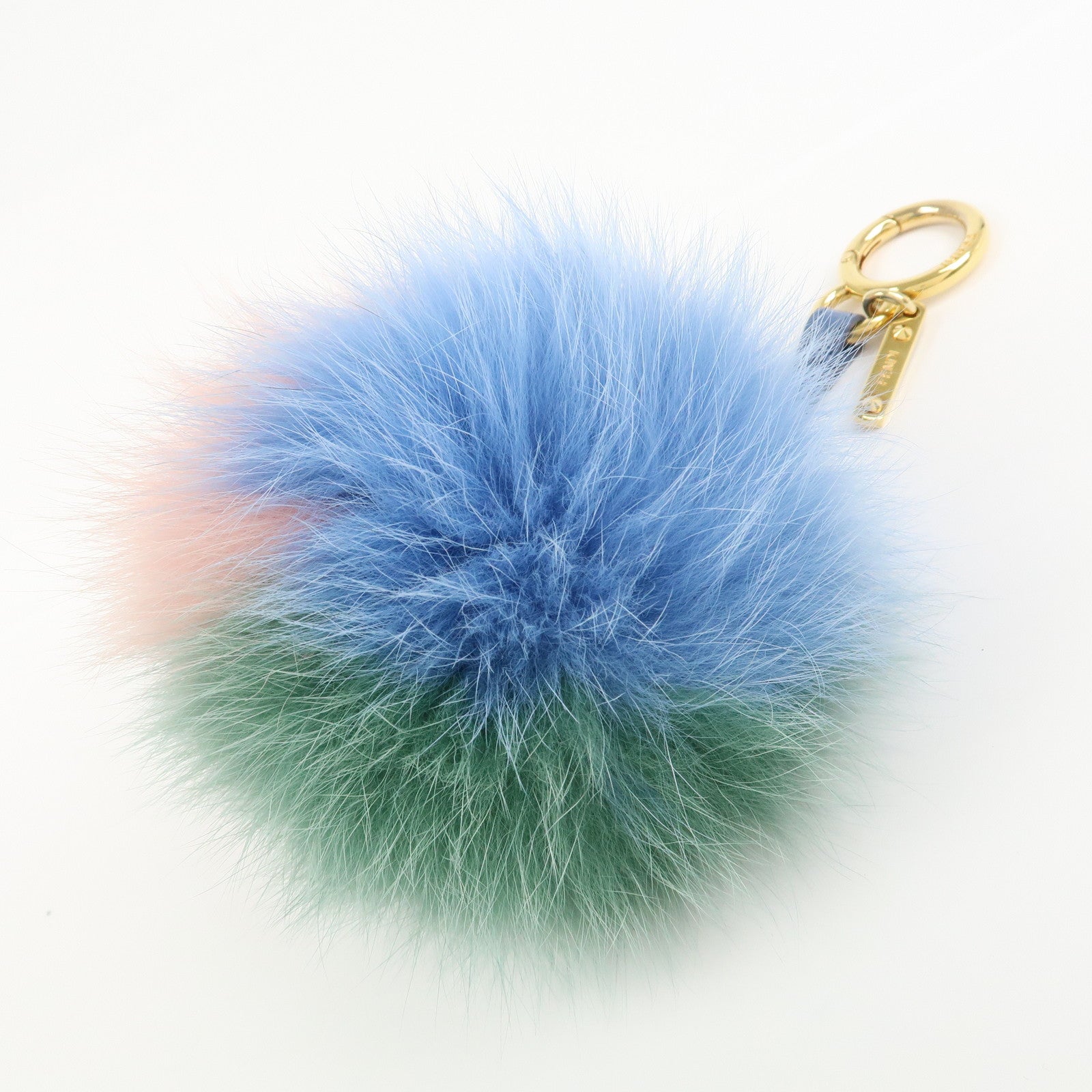 FENDI Pom Pom Fur Charm Key Chain Bag Charm Pink Green Blue 7AR259