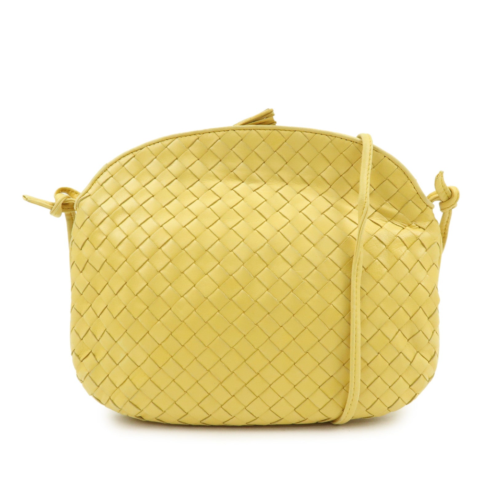 BOTTEGA VENETA Intrecciato Leather Shoulder Crossbody Bag Yellow