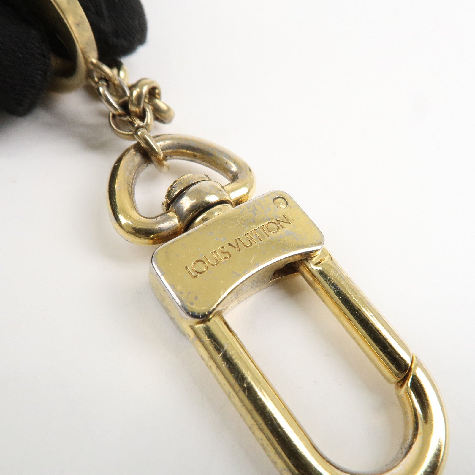 Louis Vuitton Fleur de Monogram Bag Charm Key Chain Gold M65111 Used