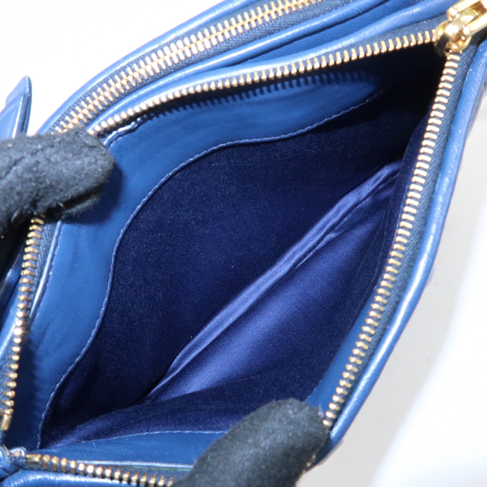 MIU MIU Matelasse Leather Shoulder Bag Crossbody Bag Blue