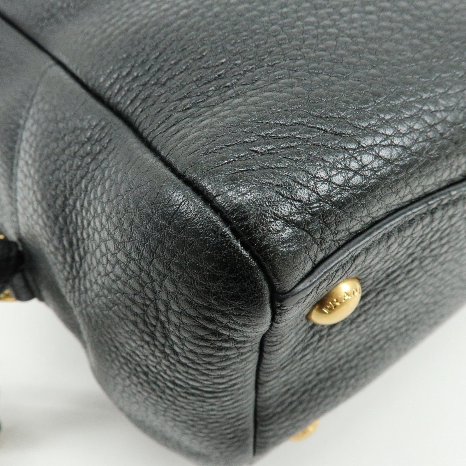 PRADA Vitello Daino Leather Shoulder Bag Hand Bag Black B3091M