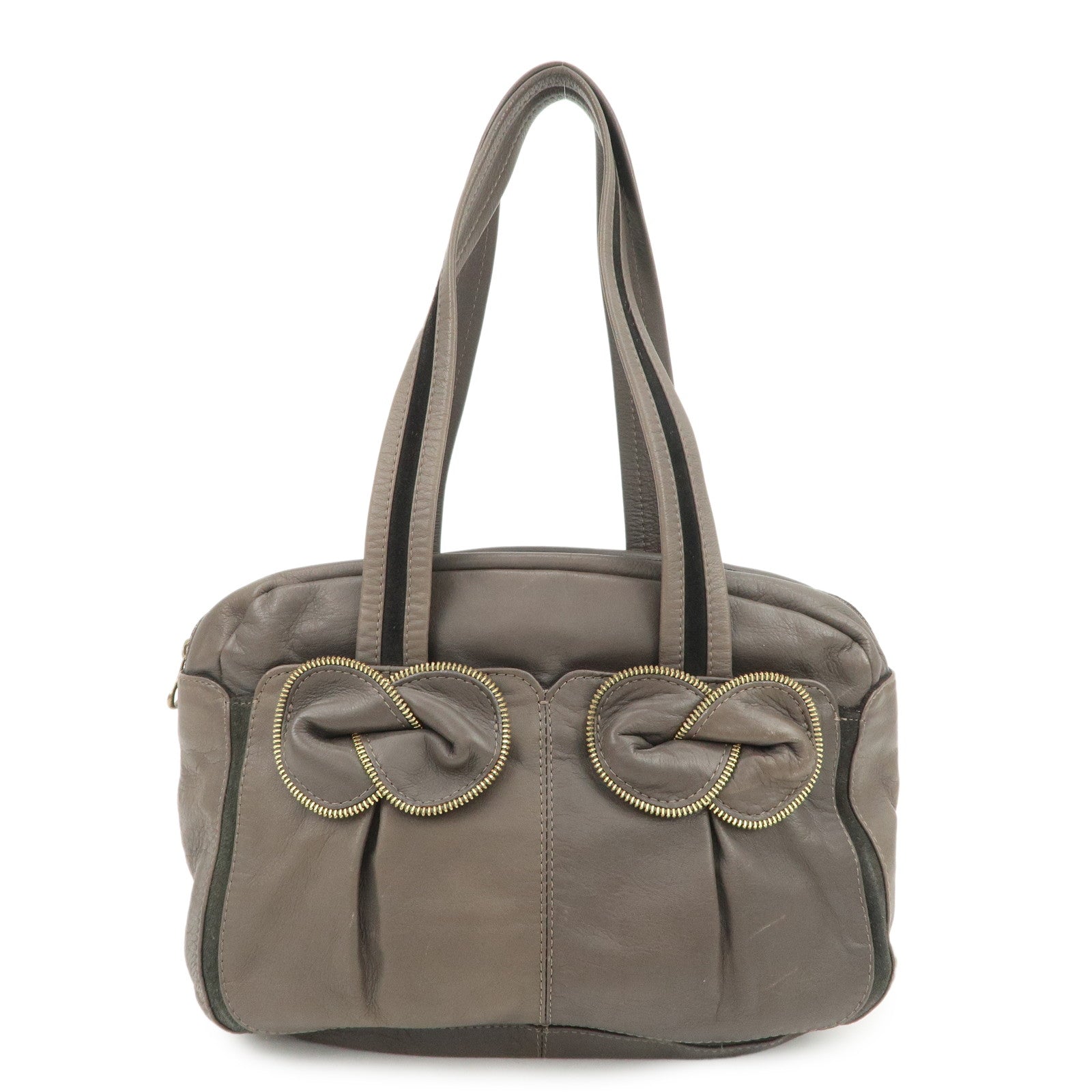 Chloe See by Chloe Leather Shoulder Bag Hand Bag Ribbon Brown
