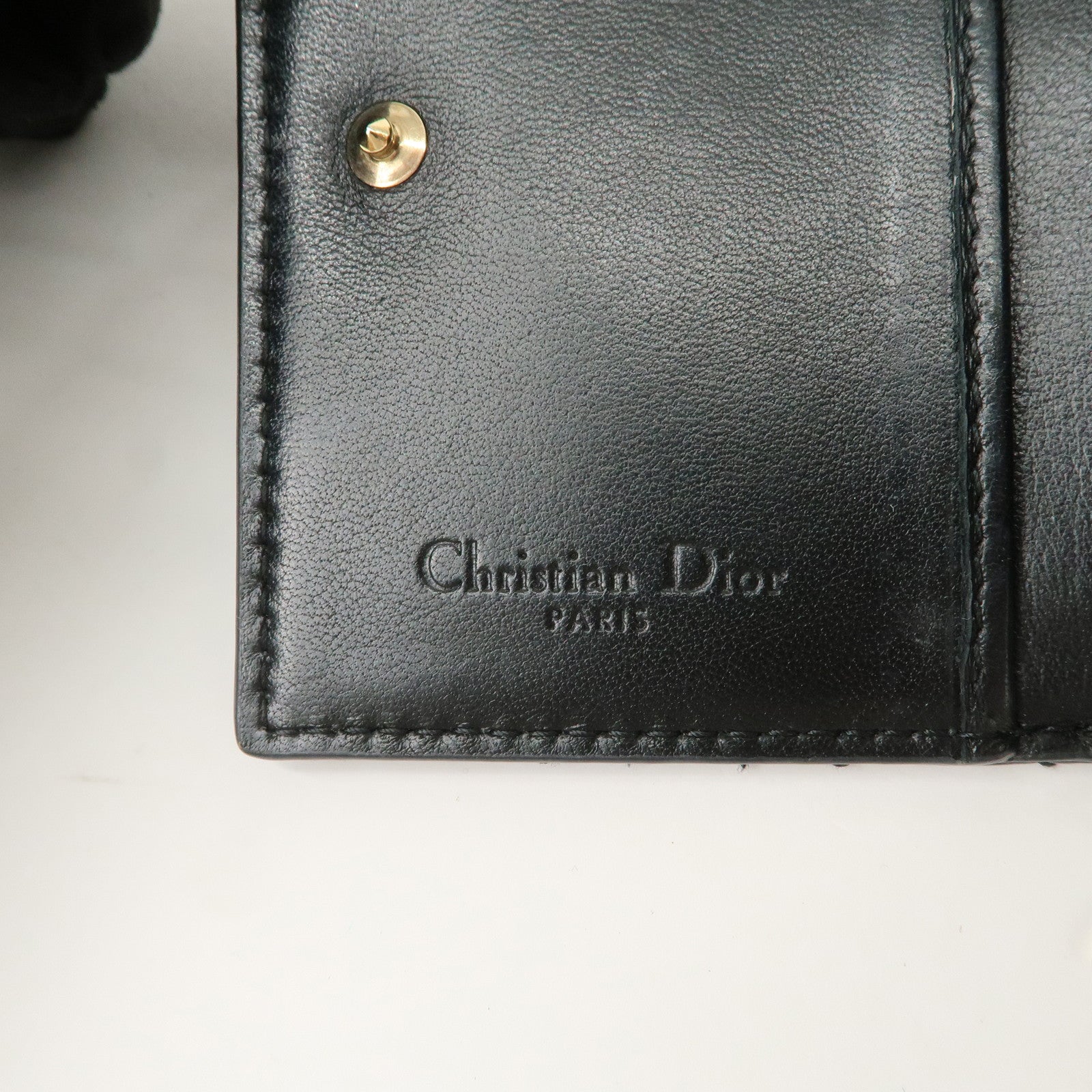 Christian Dior Cannage Lady Dior Patent Leather Card Holder Black S0011