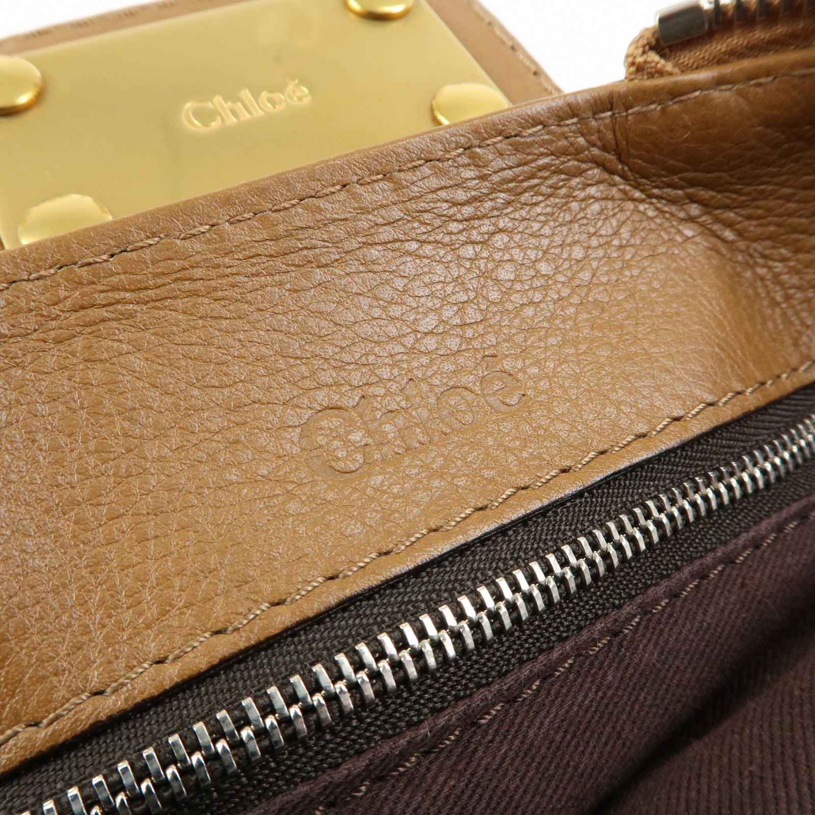 Chloe Paddington Leather Shoulder Bag Boston Bag Brown