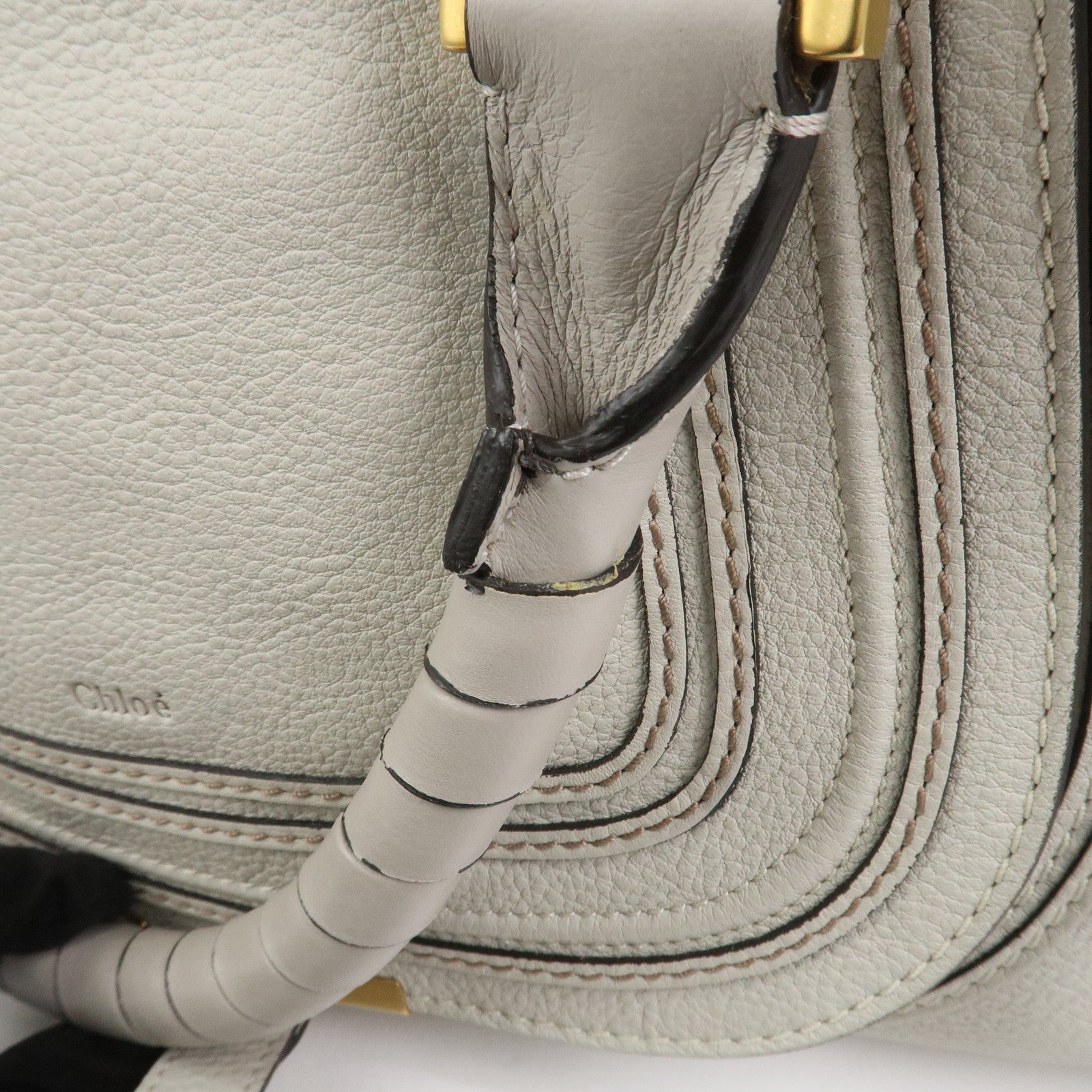Chloe Marcie Leather Hand Bag Shoulder Bag Gray