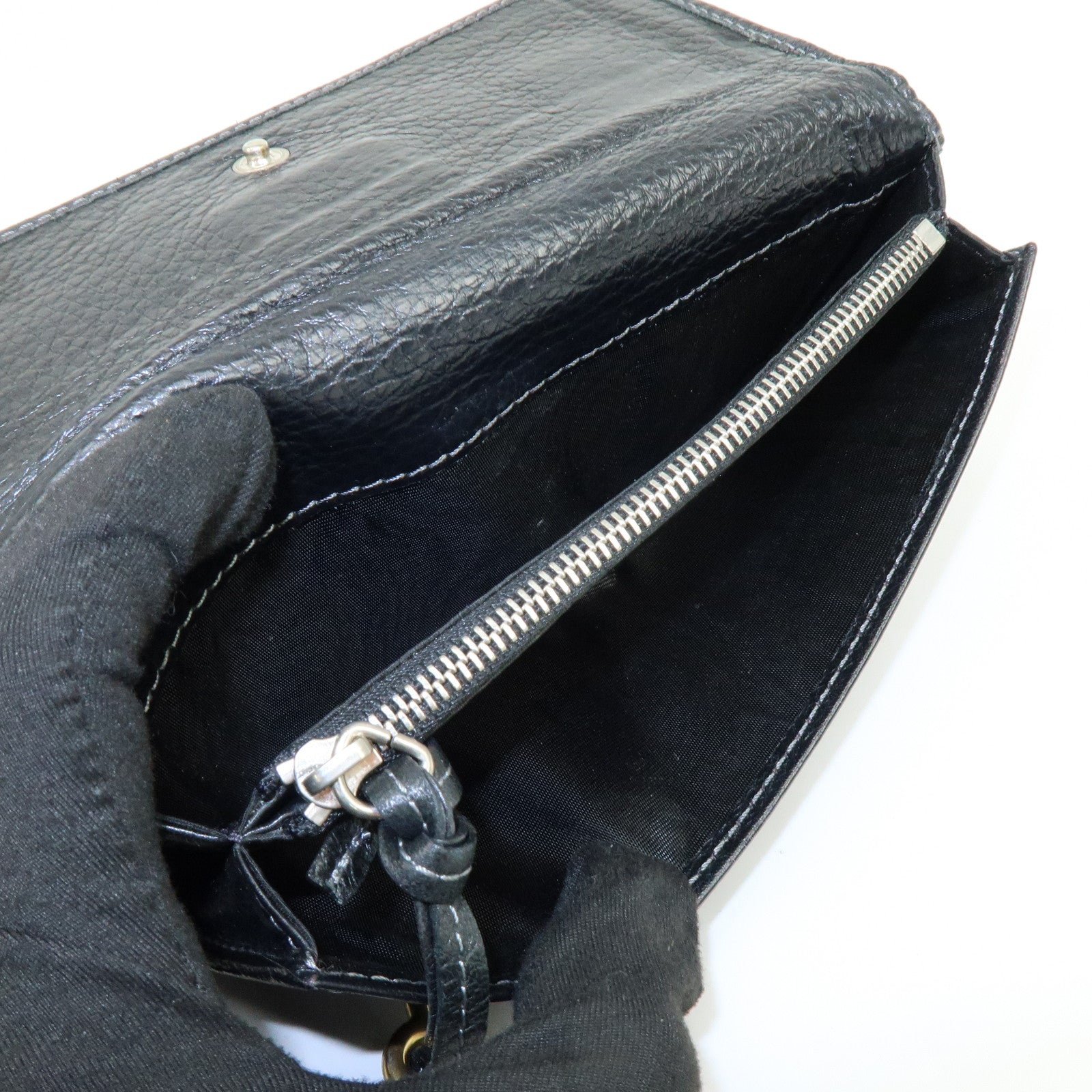 Chloe Paddington Leather Bi-fold Flap Long Wallet Black