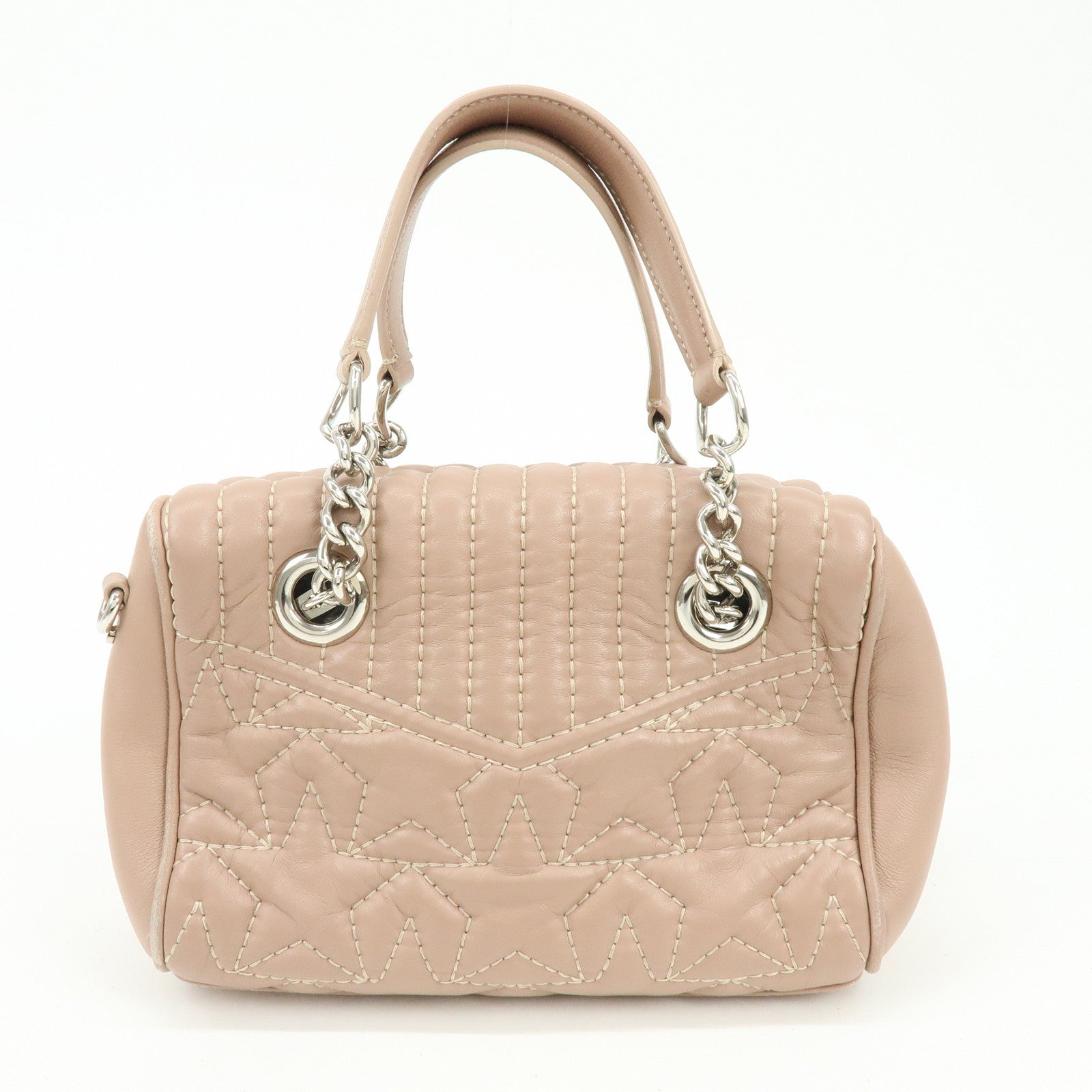 JIMMY CHOO Helia Quilting Leather Chain 2Way Bag Hand Bag Pink