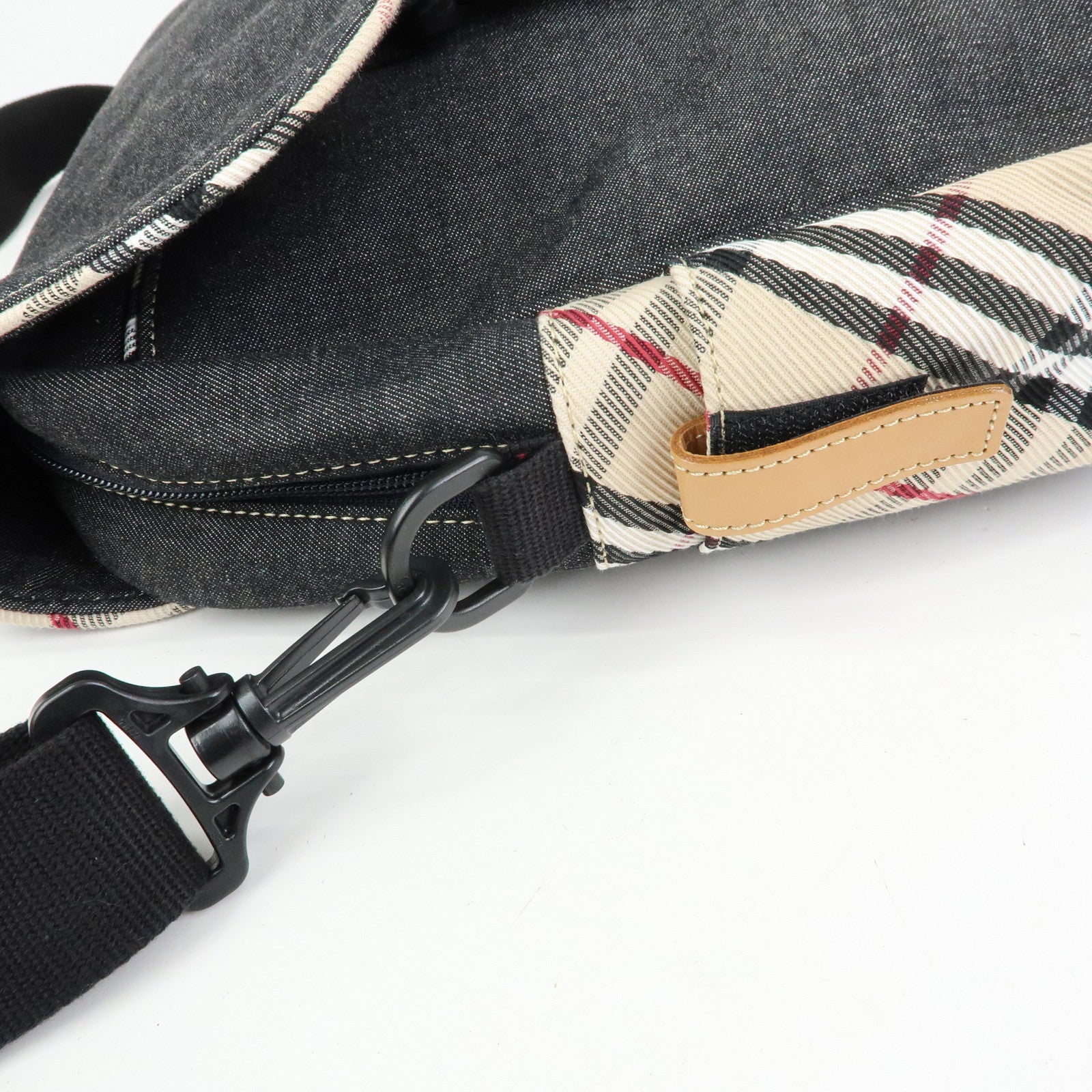 Burberry Nova Plaid Denim Canvas 2Way Shoulder Hand Bag Indigo Blue