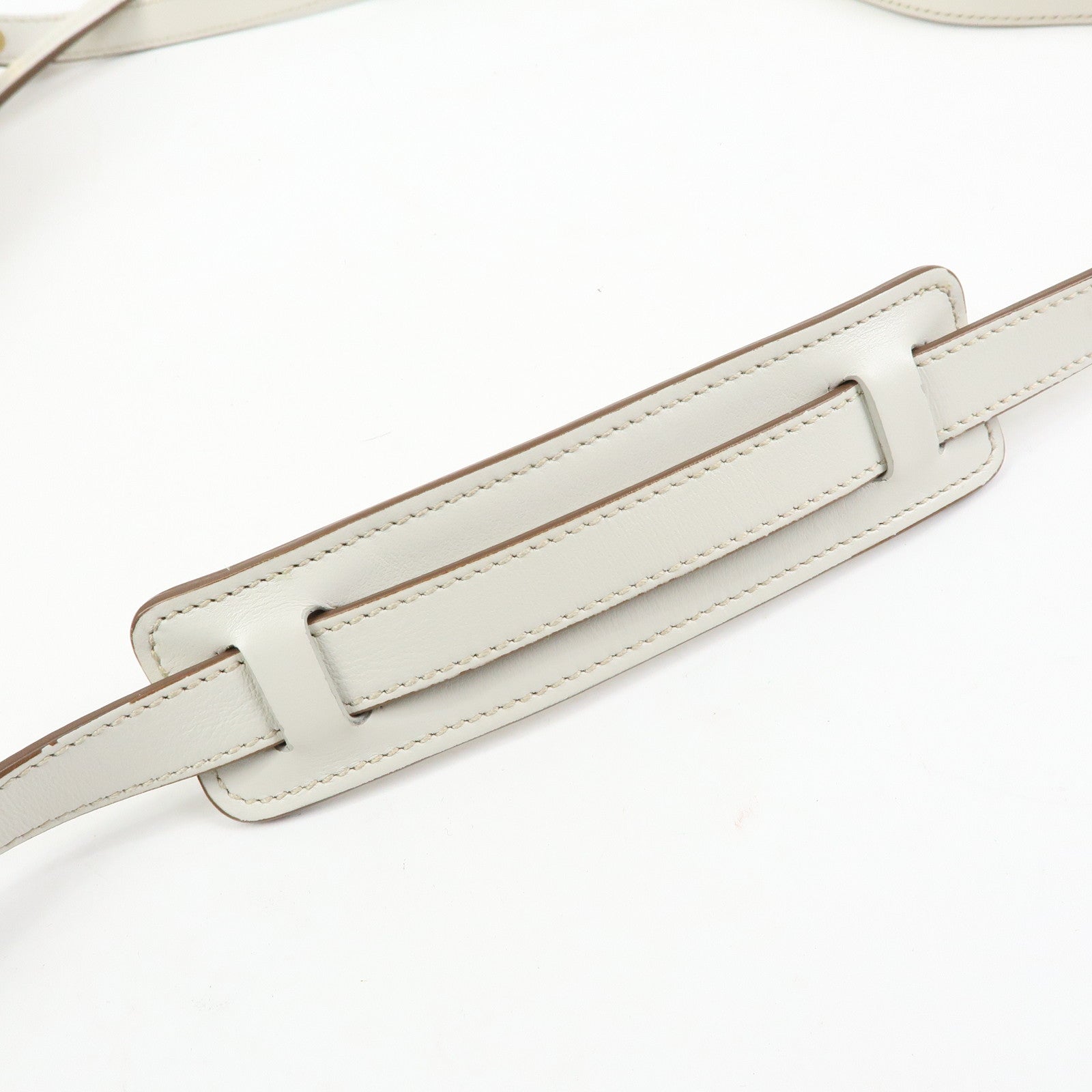 PRADA Logo Jacquard Leather Shoulder Bag Beige White 1BH089