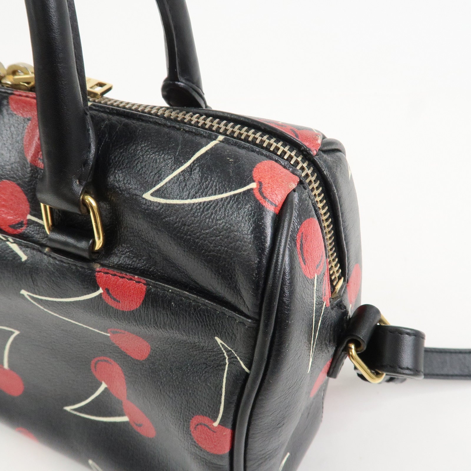 SAINT LAURENT PARIS Baby Duffle Leather Cherry 2Way Hand Bag 330958