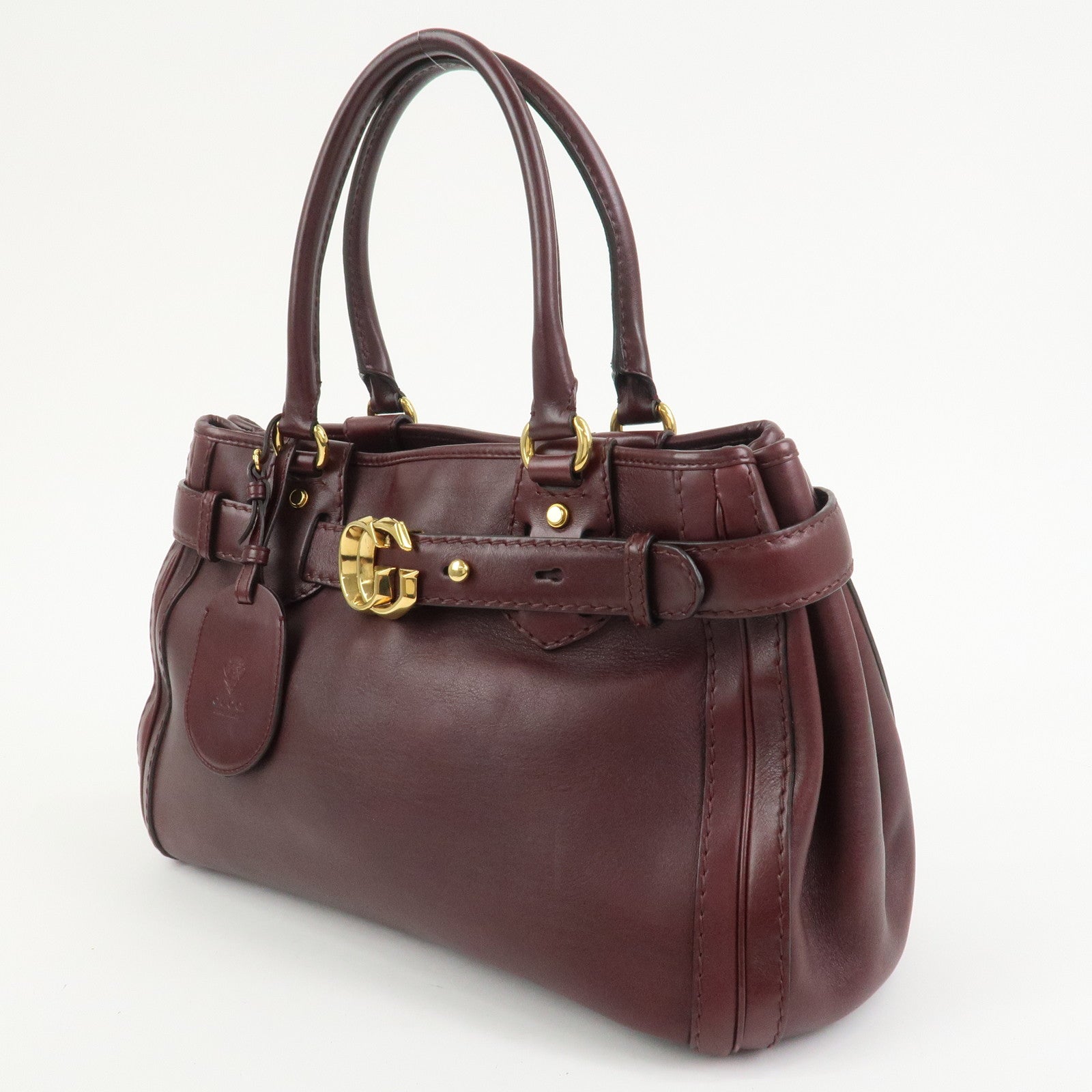 GUCCI GG Running Leather Tote Bag Hand Bag Wine Red 247183