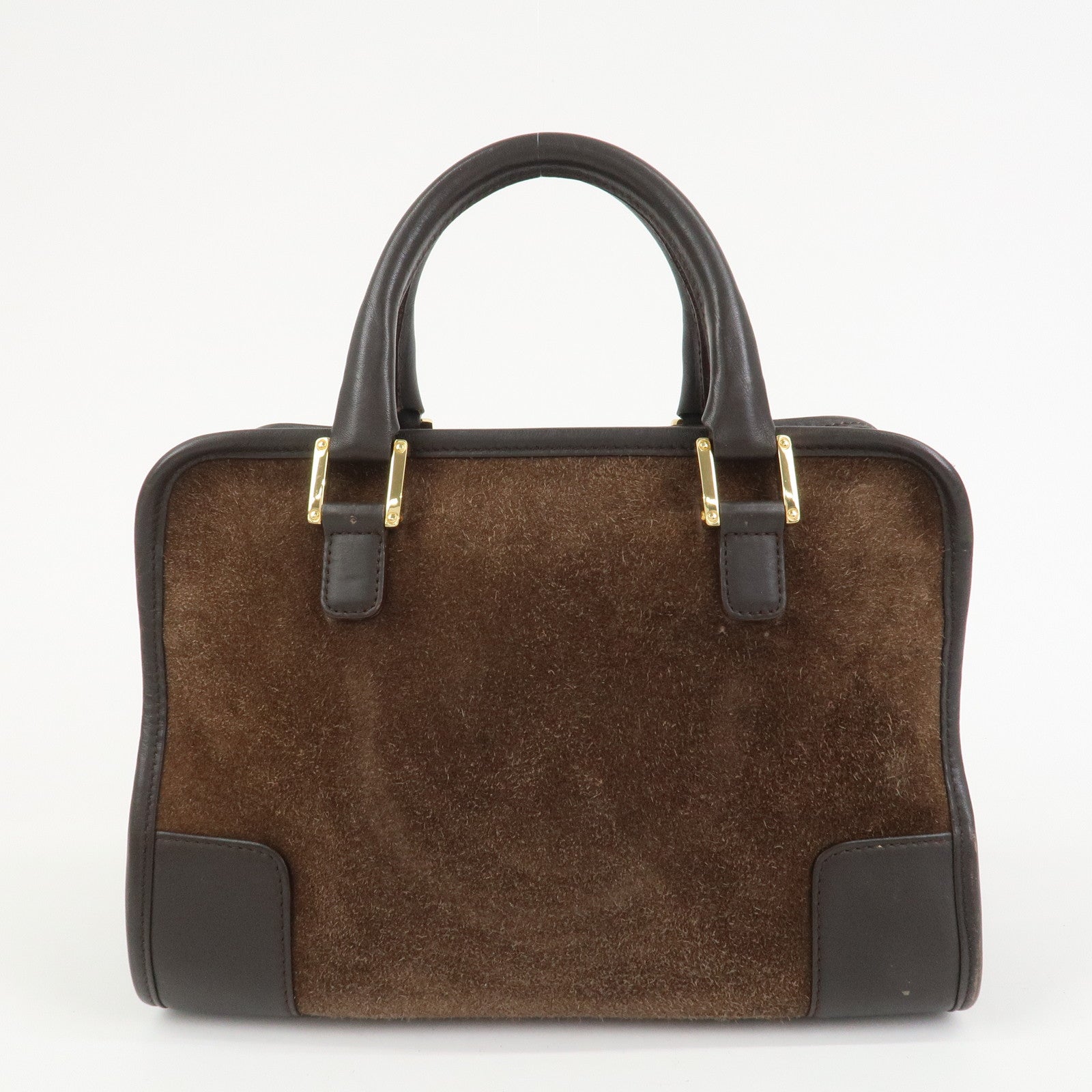 LOEWE Anagram Suede Leather Amazona 27 Hand Bag Brown