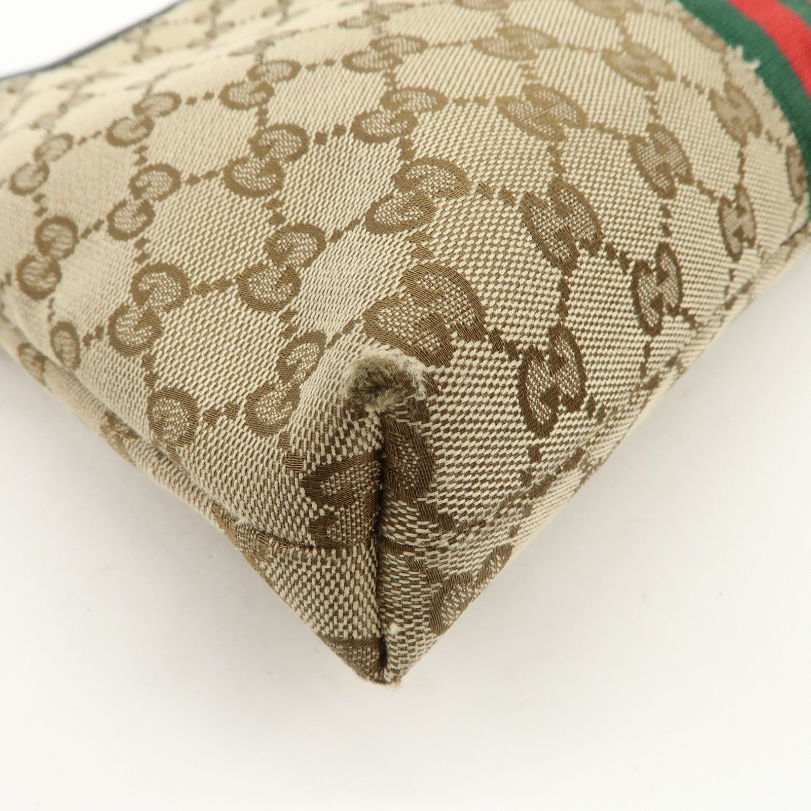 GUCCI Sherry GG Canvas Leather Shoulder Bag Beige Black 388926