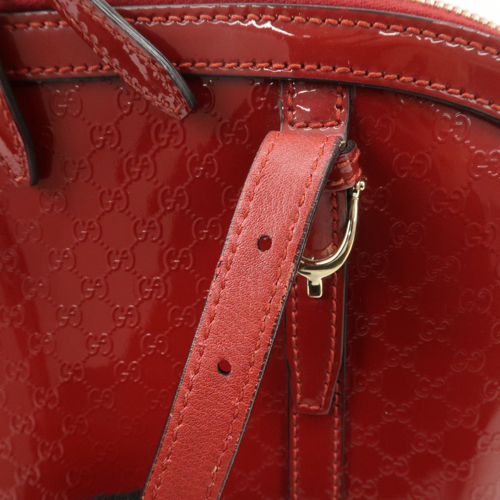 GUCCI Micro Guccissima Patent Leather 2way Hand Bag Red 309617 Used