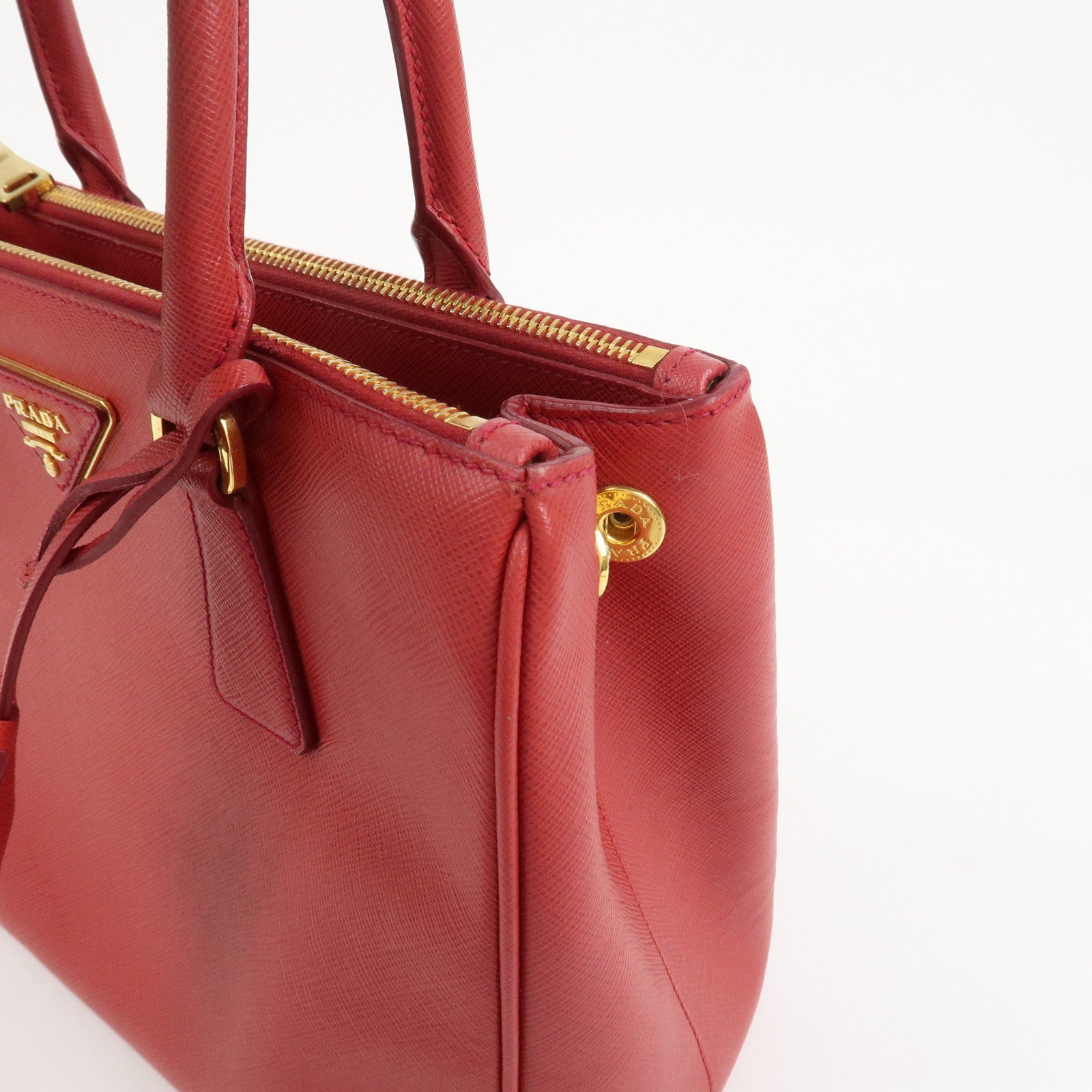 PRADA Triangle Logo Saffiano Leather Galleria 2WAY Bag Red BN1874