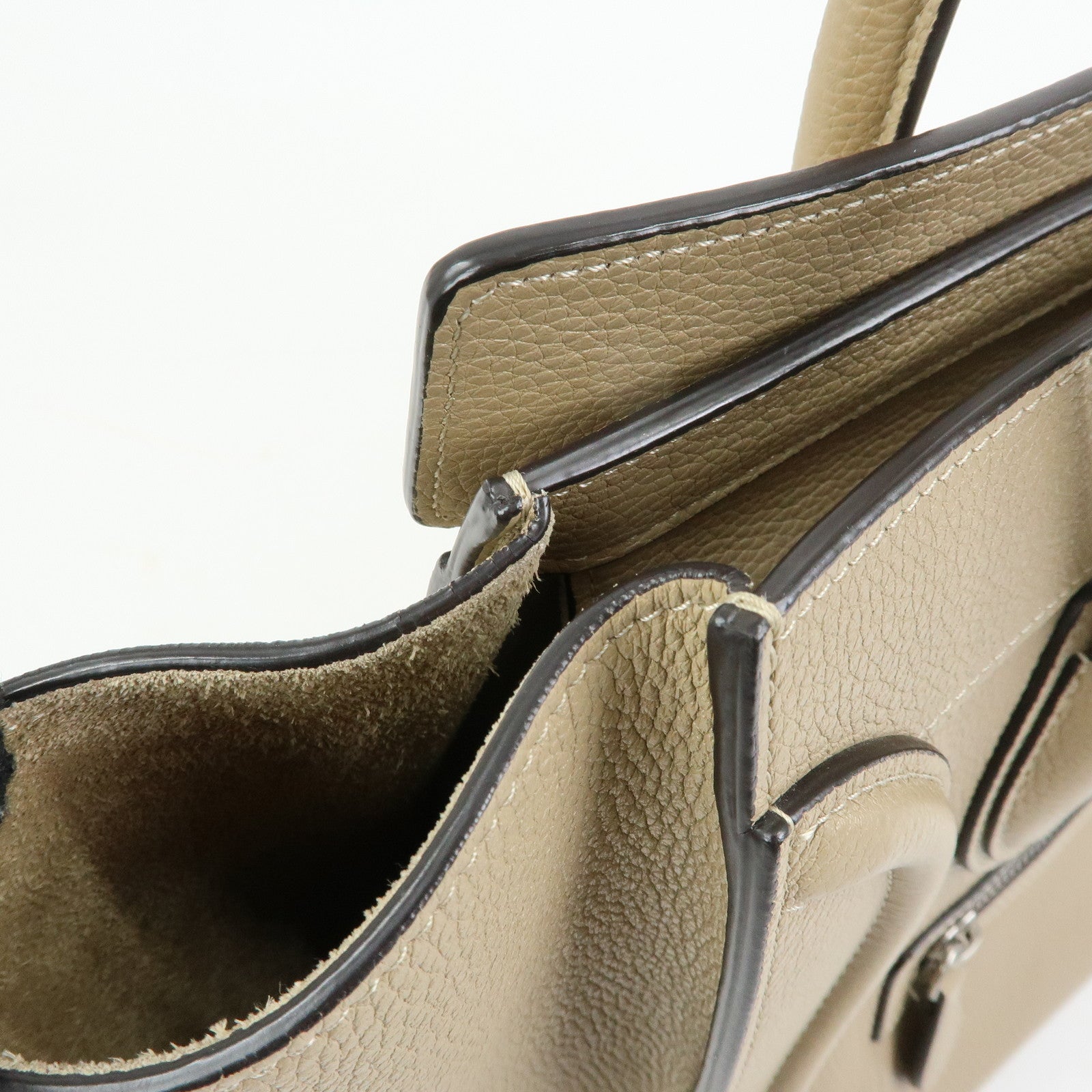 CELINE Luggage Calf Leather Tote Bag Hand Bag Beige