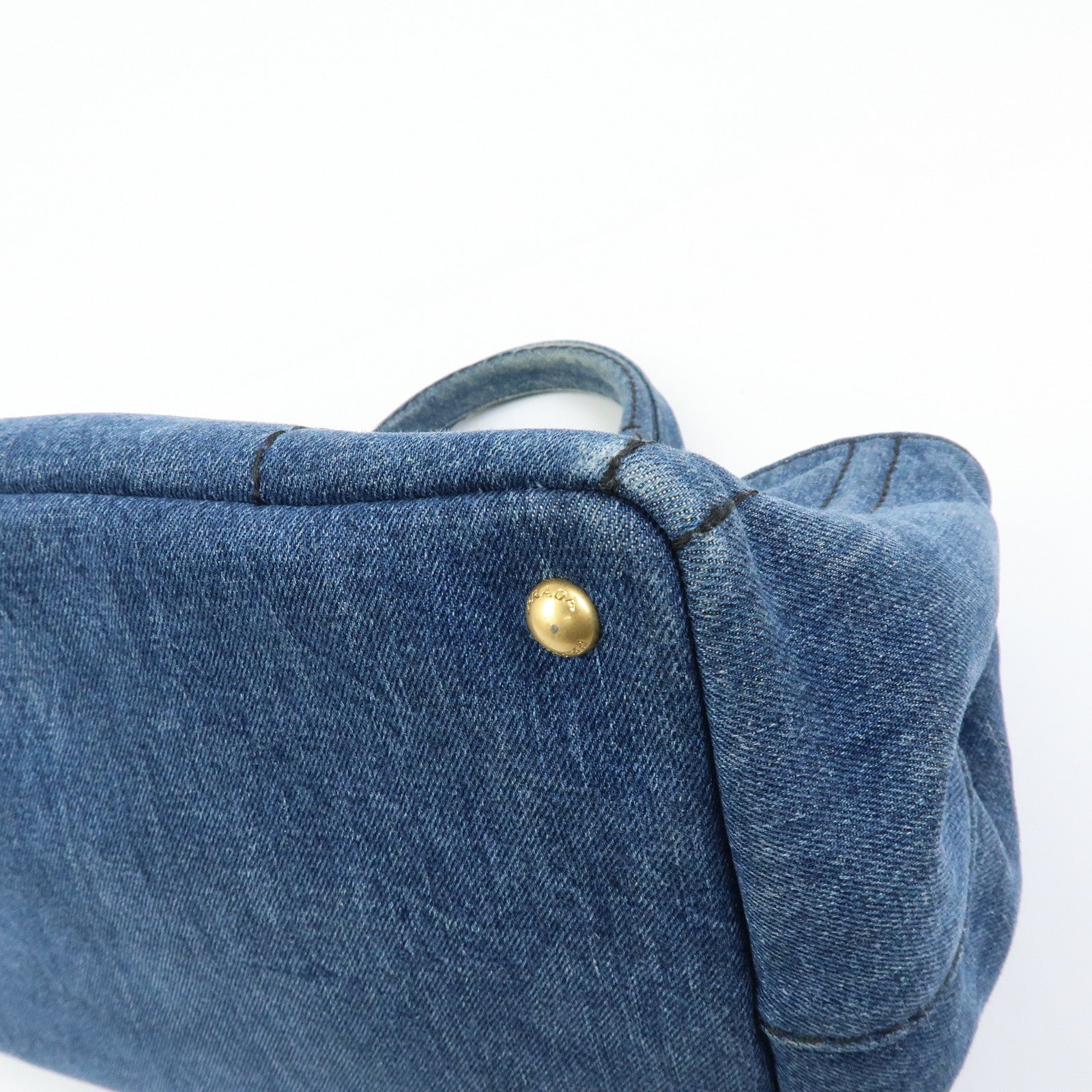 PRADA Triangle Logo Canapa Denim Large 2Way Bag Tote Bag B2642B