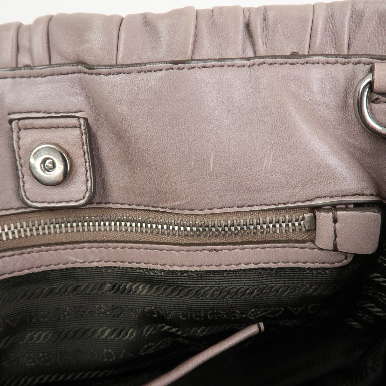 PRADA Logo Nappa Leather 2Way Bag Shoulder Bag Hand Bag Gray