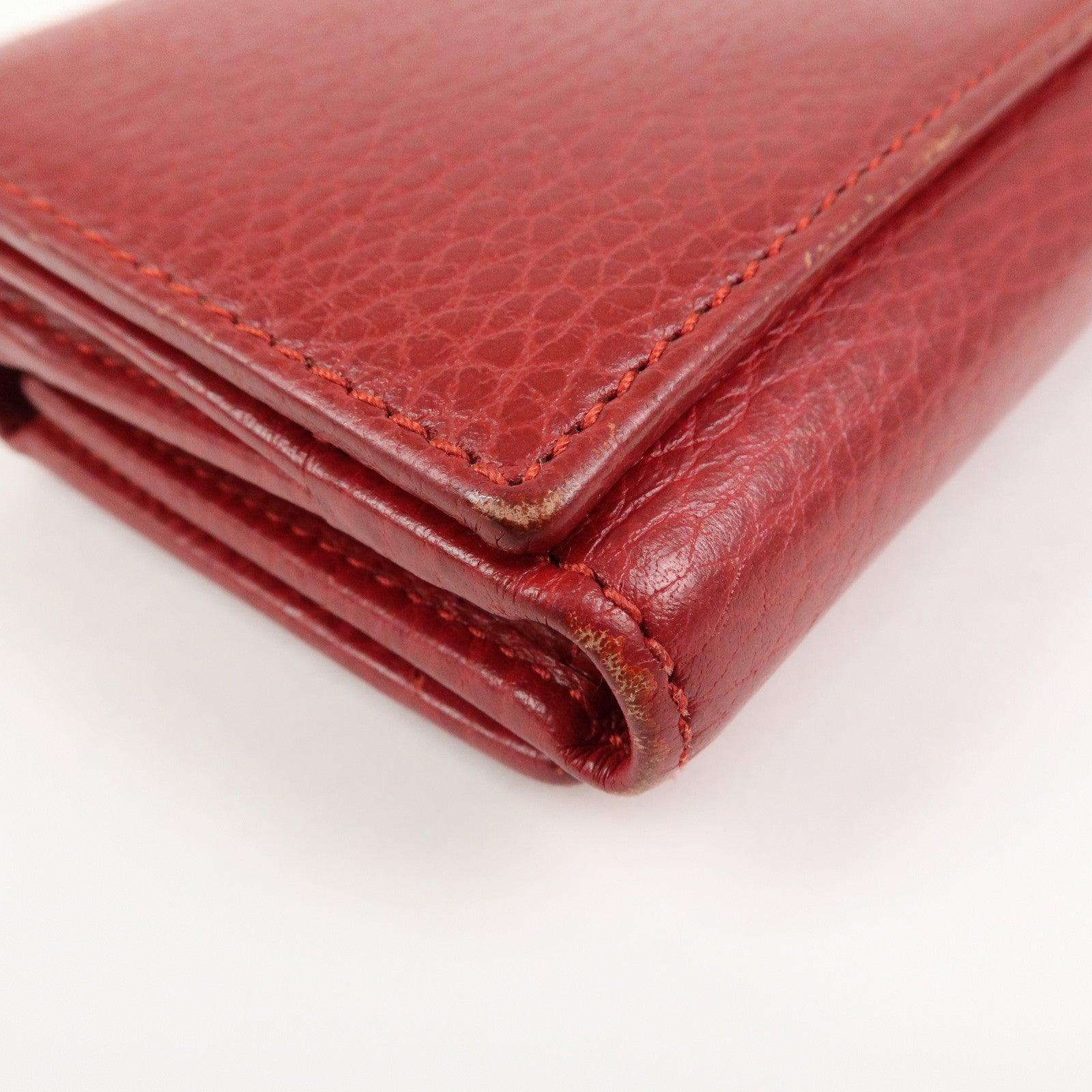 GUCCI GG Marmont Leather Tri-fold Compact Wallet Red 474746