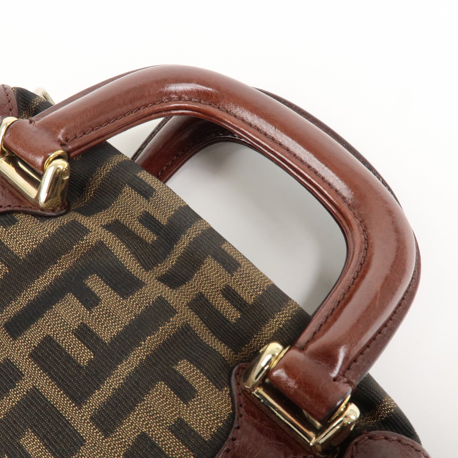 FENDI Zucca Canvas Leather 2Way Bag Mini Boston Bag Hand Bag 8BL084