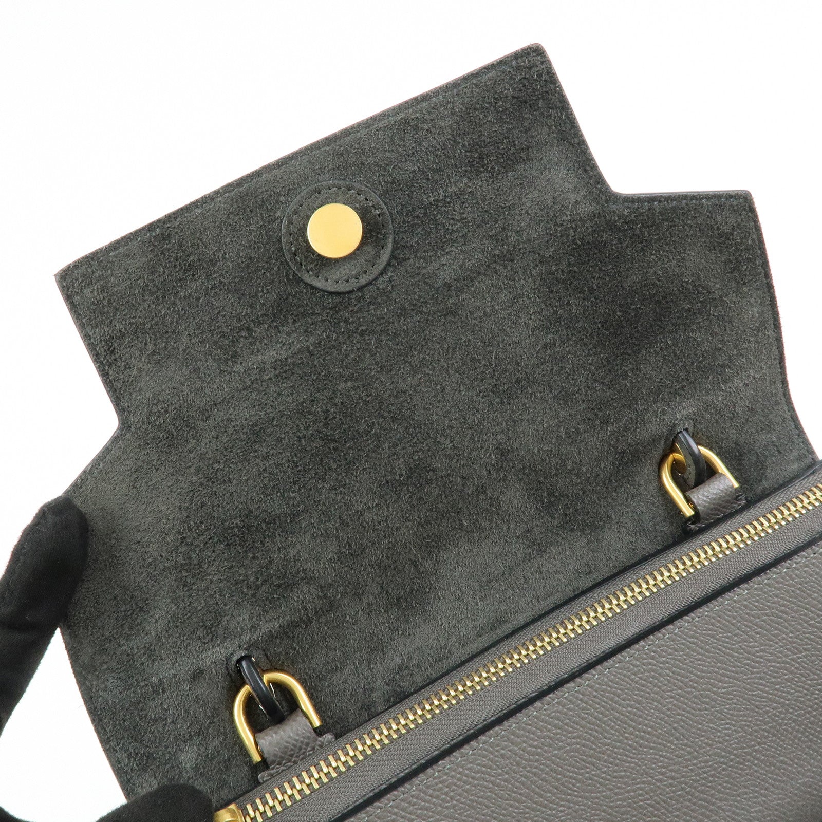 CELINE Micro Belt Bag Calf Leather 2WAY Bag Hand Bag Gray