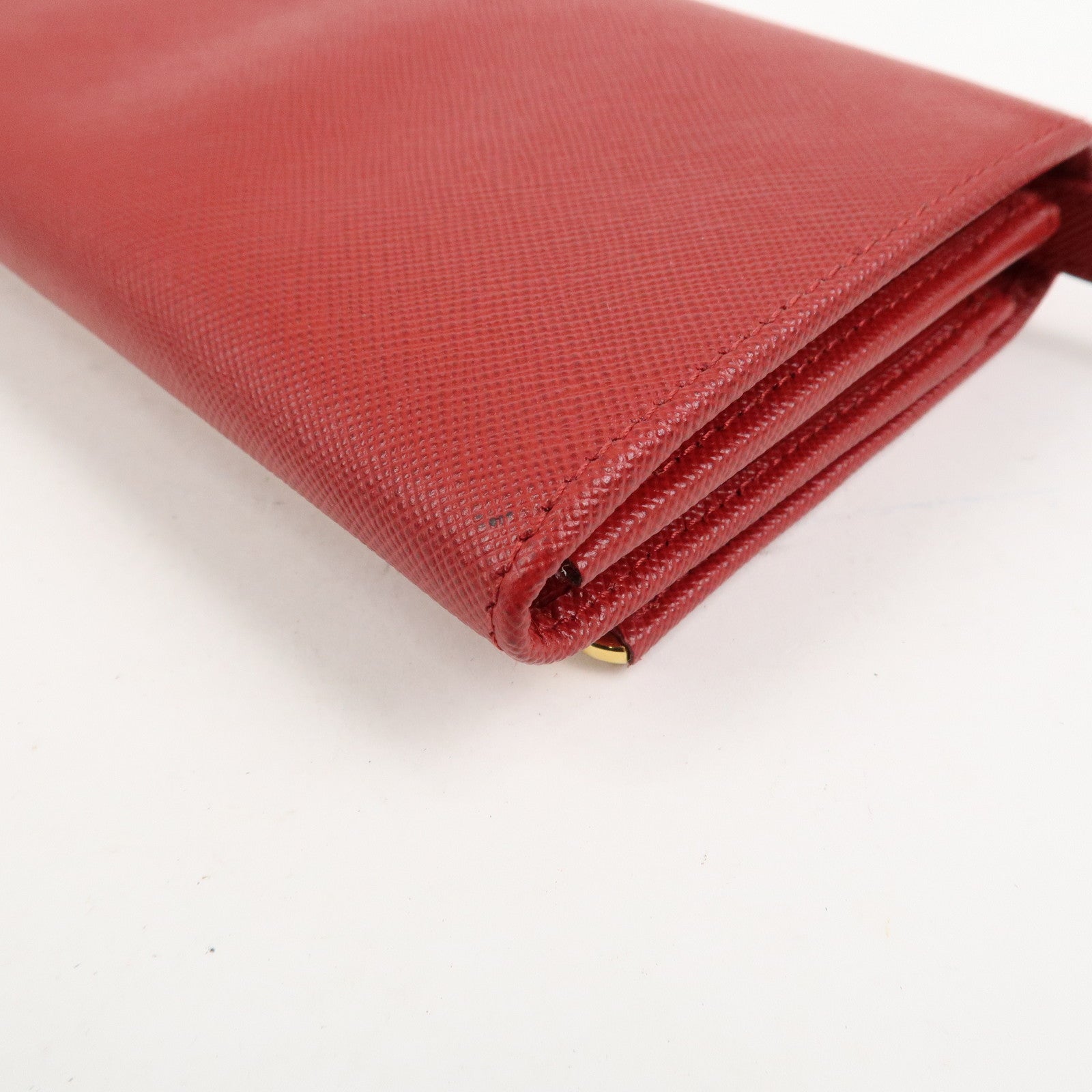 PRADA Saffiano Leather Shoulder Long Wallet Red 1M1437