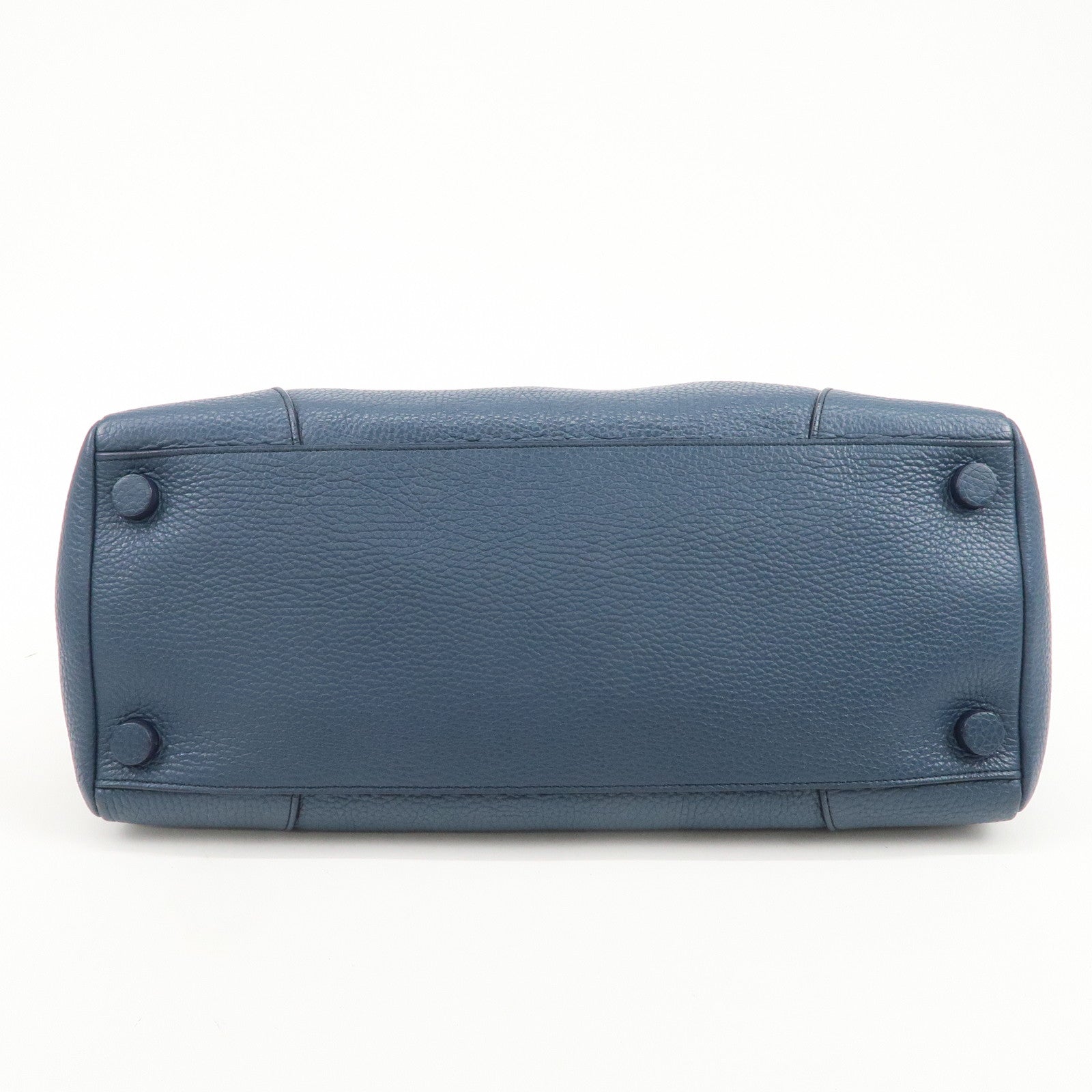 JIL SANDER Logo Leather 2WAY Bag Hand Bag Shoulder Bag Navy