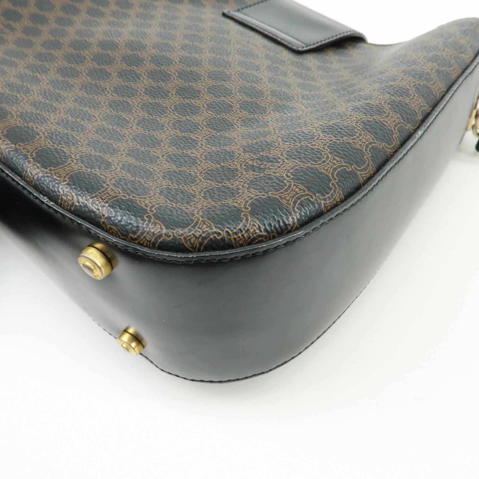 CELINE Macadam PVC Canvas Leather Shoulder Crossbody Bag Black